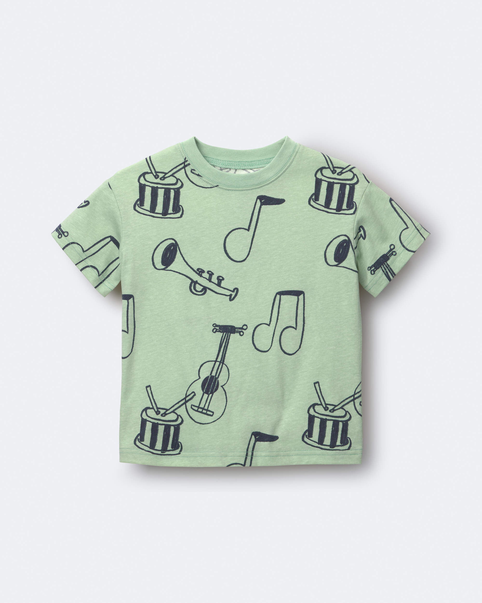 Toddler Relaxed Graphic Tee Music Print - Green