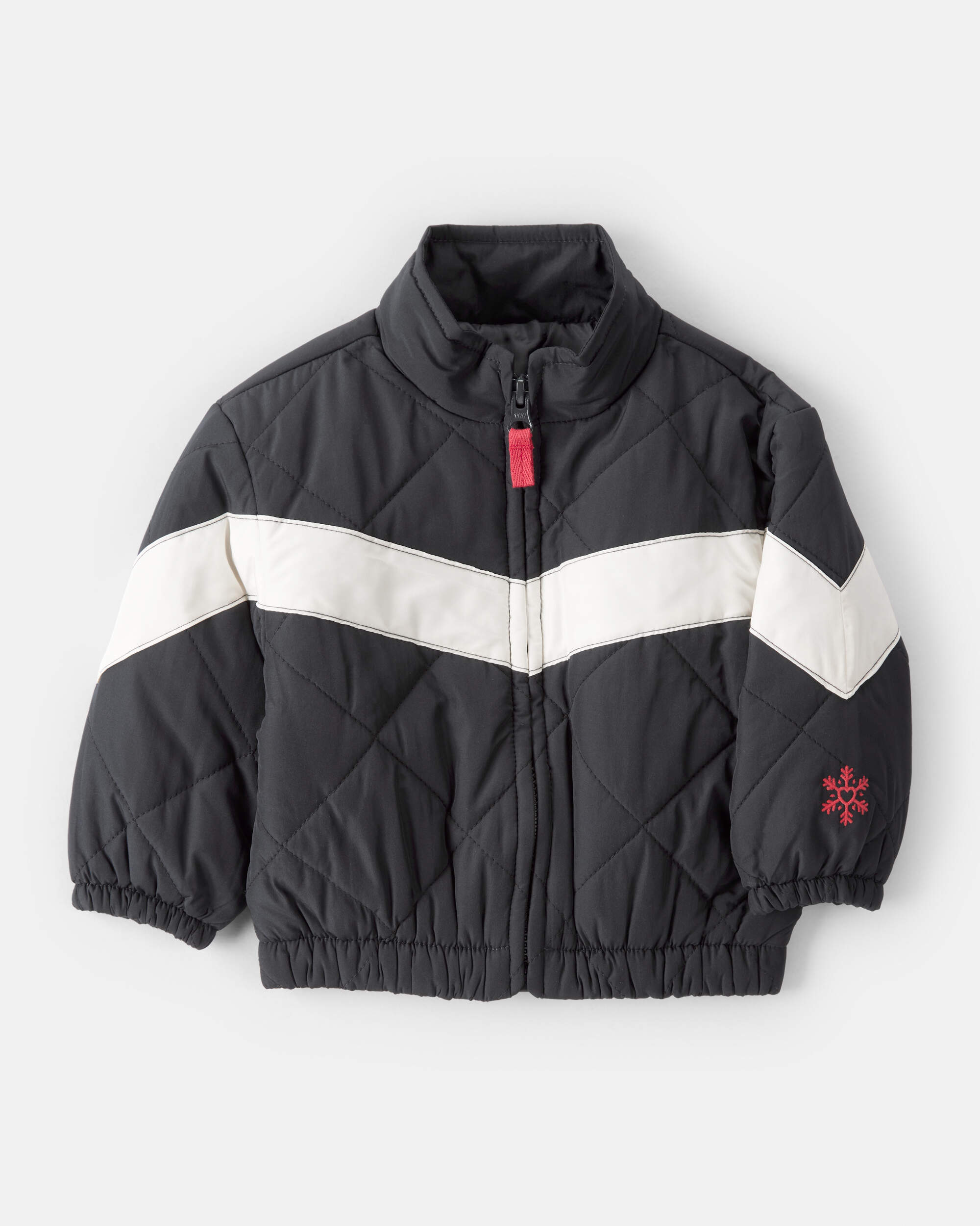 Baby Girl Colour Block Puffer Jacket - Black
