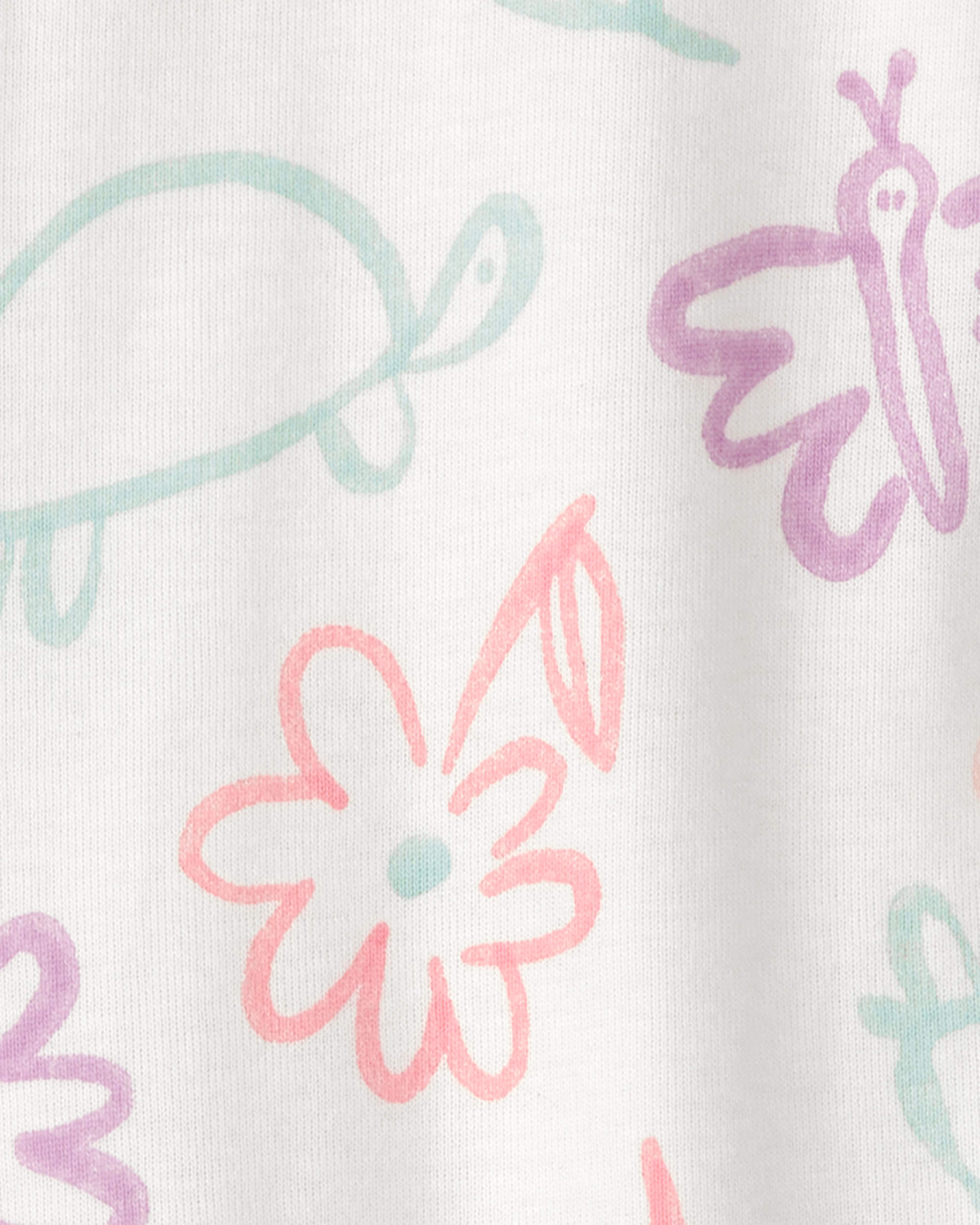 Baby Girl Floral 100% Cotton Snug Fit 1-Piece Pajama Set - White