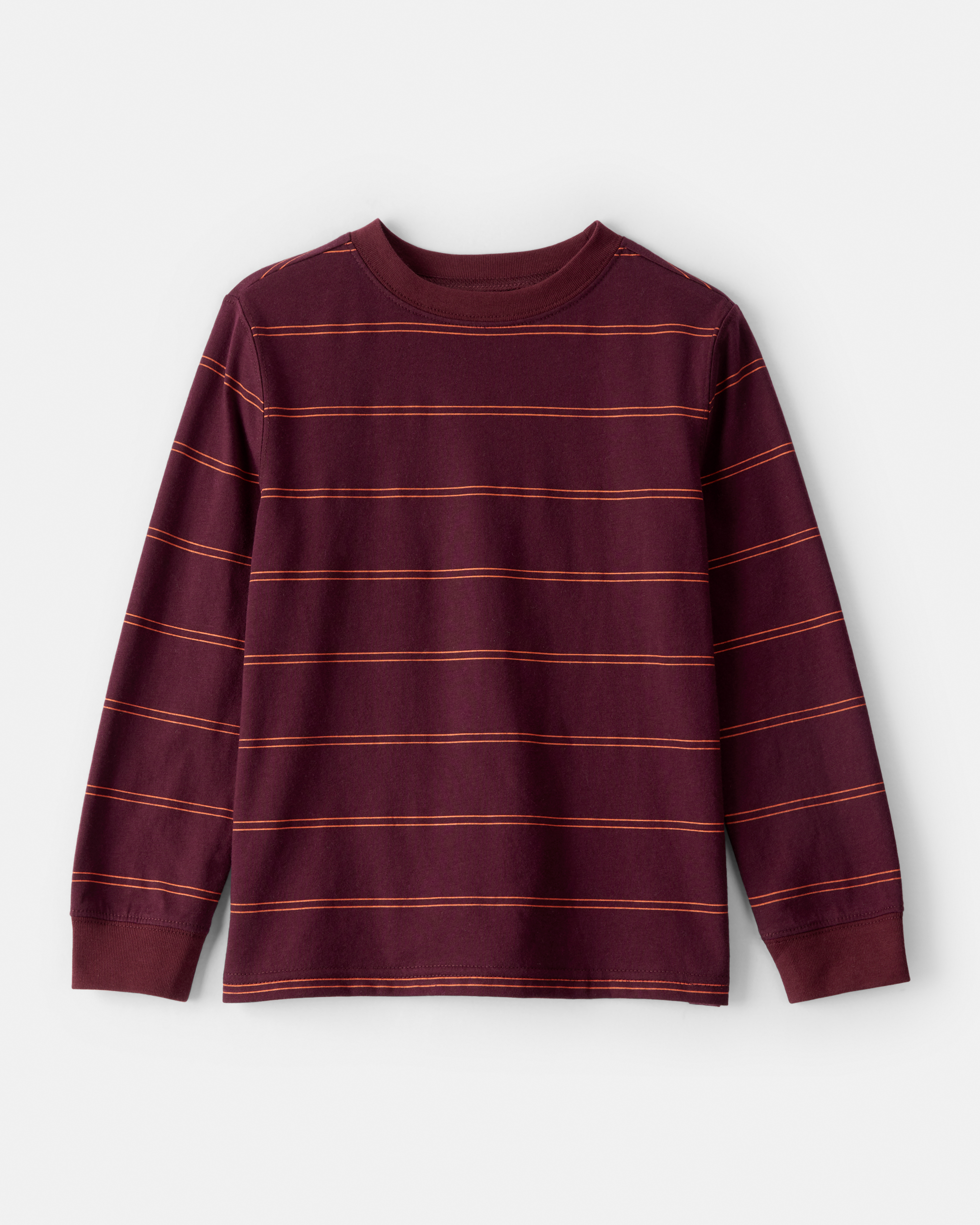 Boys Striped Long-Sleeve T-Shirt - Burgundy