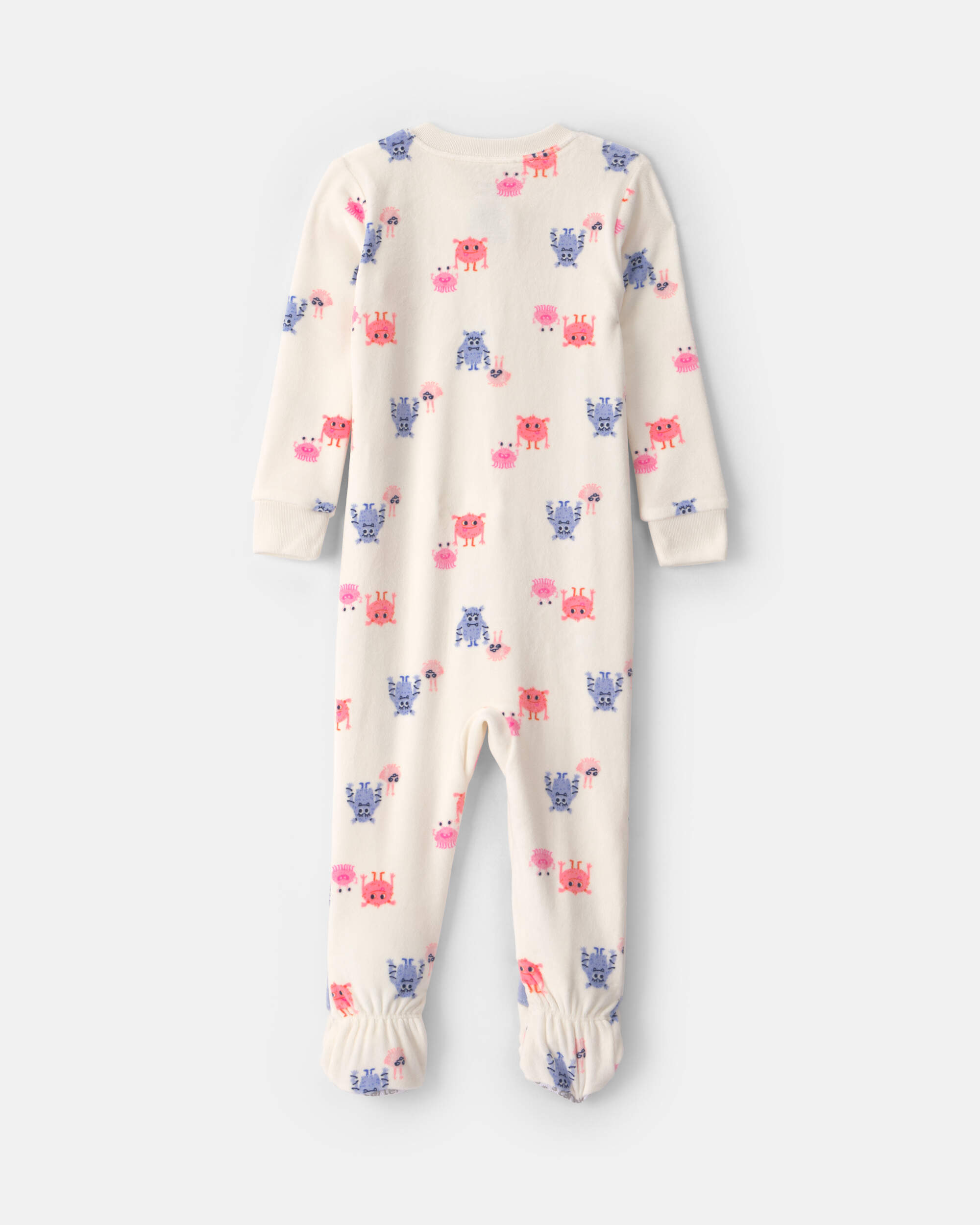Baby Girl 1-Piece Monster 2-Way Zip DreamPlush Snug Fit Footed Pyjama - Cream