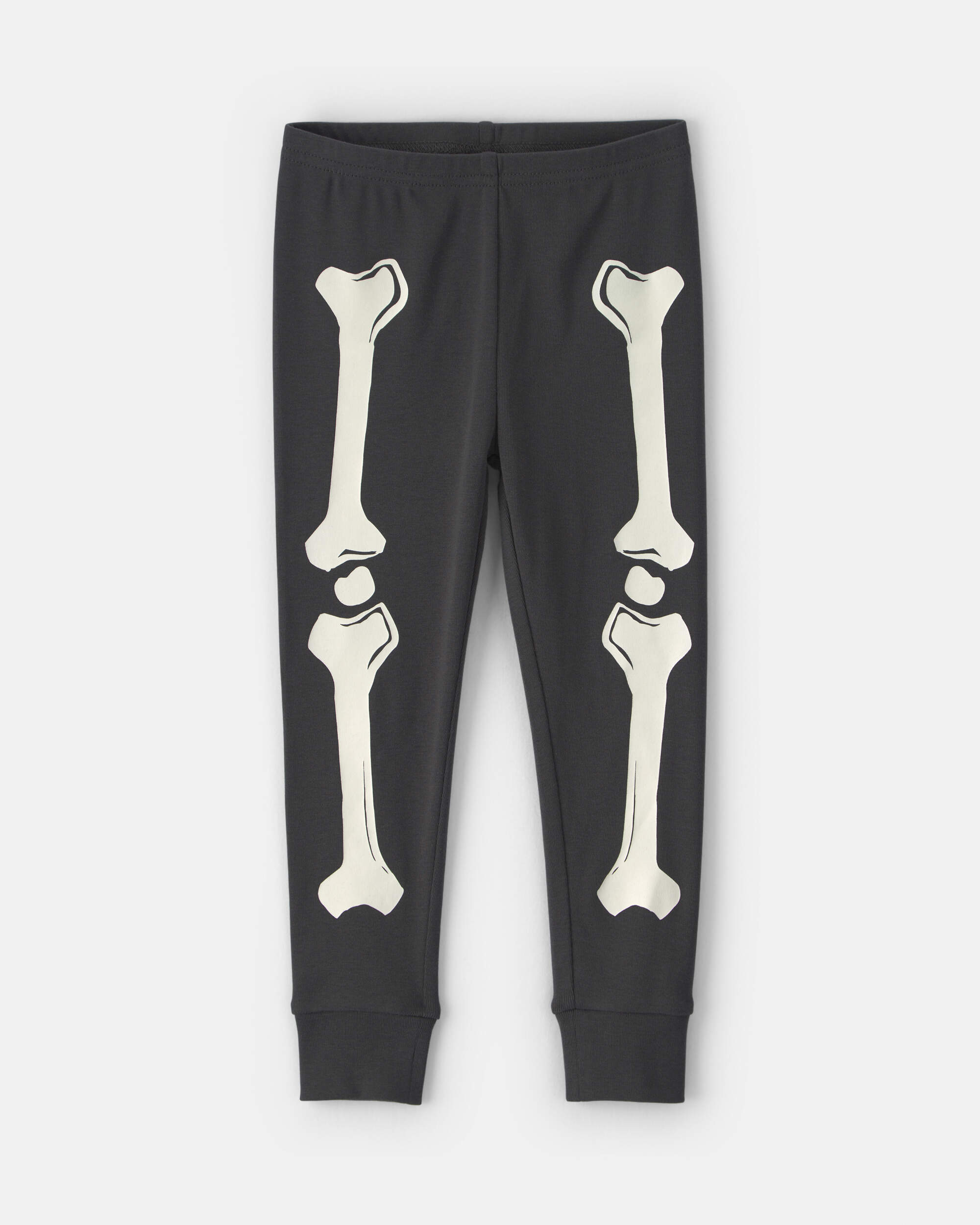 Toddler 2-Piece Halloween Skeleton 100% Cotton Snug Fit Pyjama Set - Black