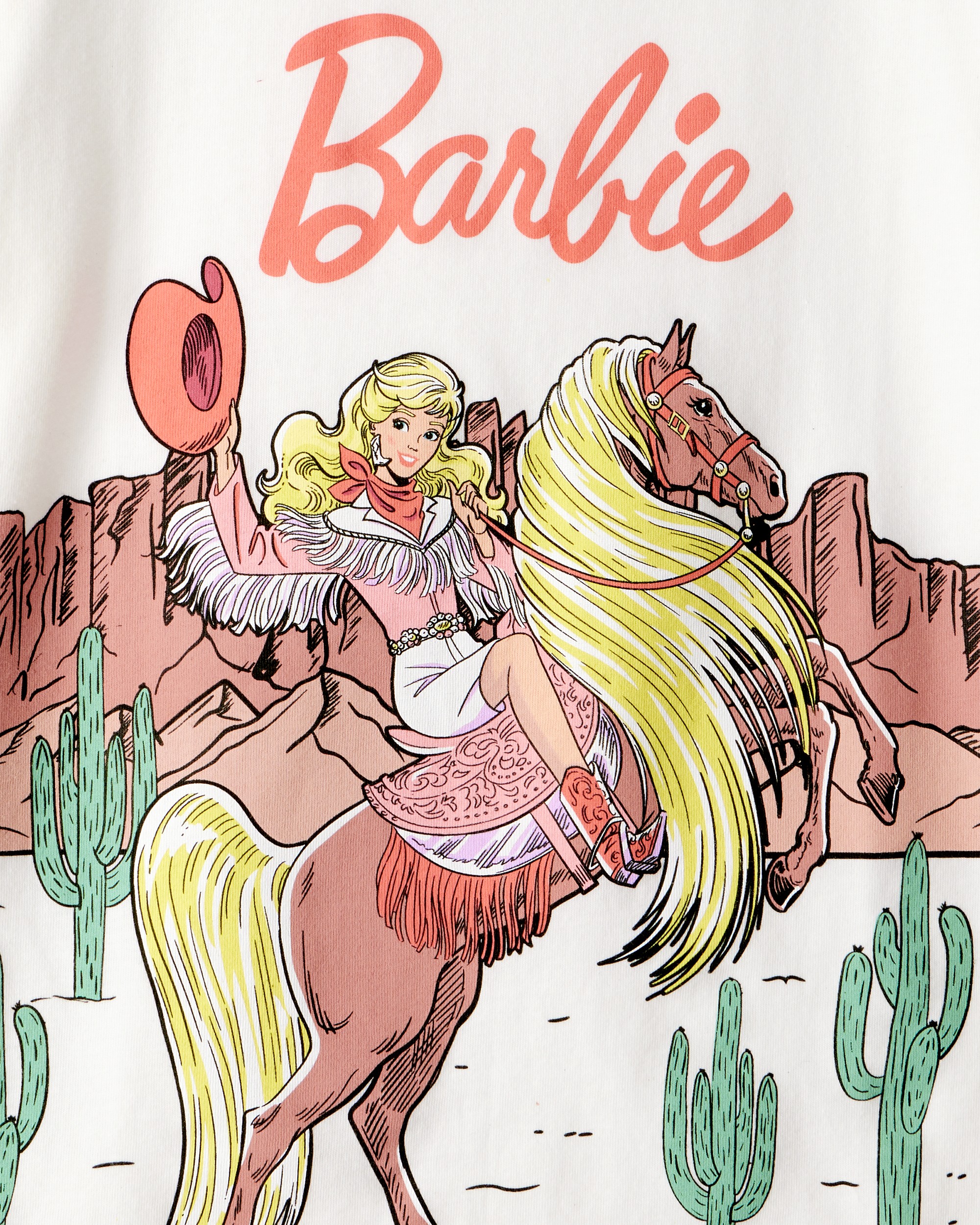 Girls Mattel Barbie Western Cowgirl Short-Sleeve Graphic Tee - White