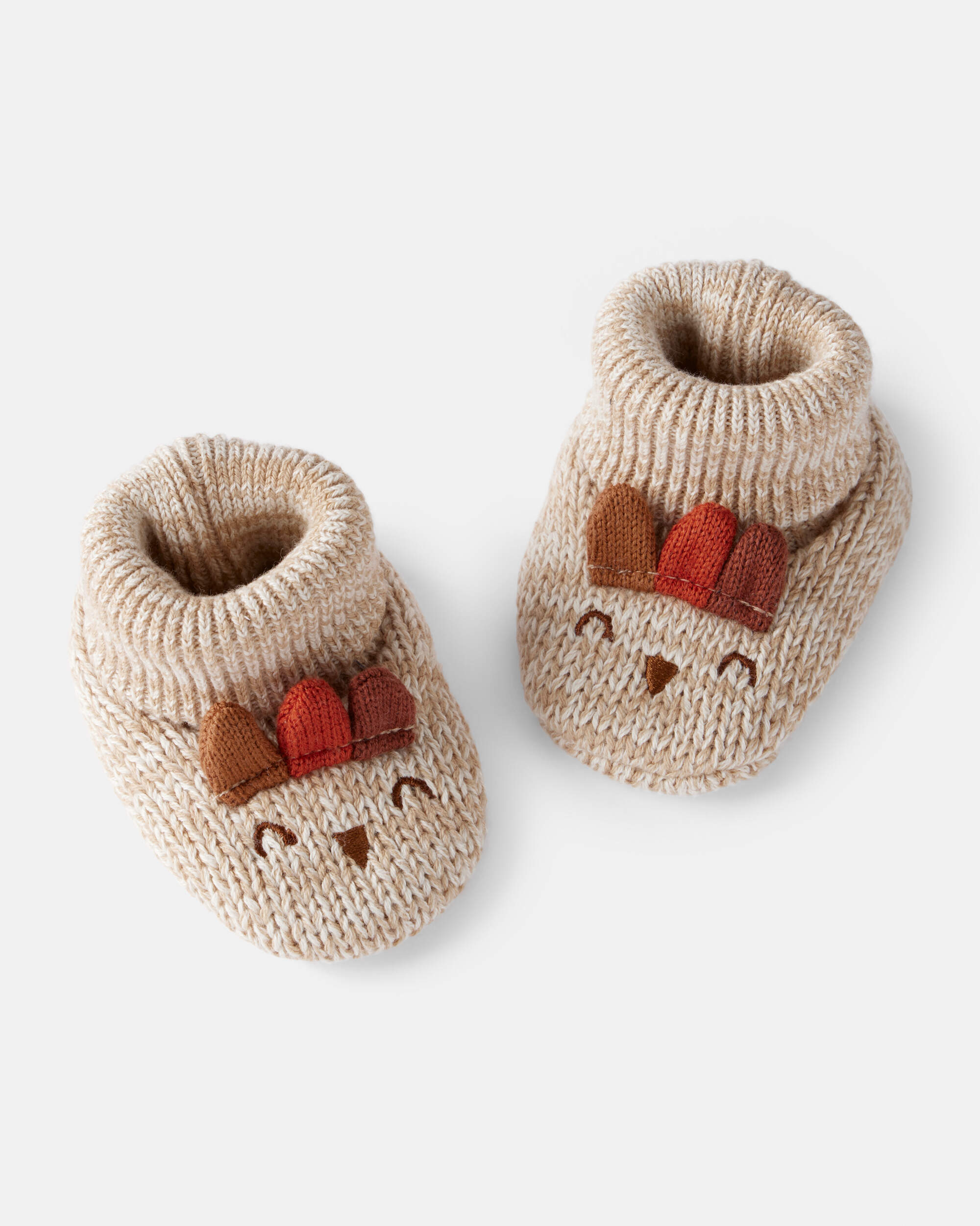 Baby Thanksgiving Turkey Crochet Booties - Beige