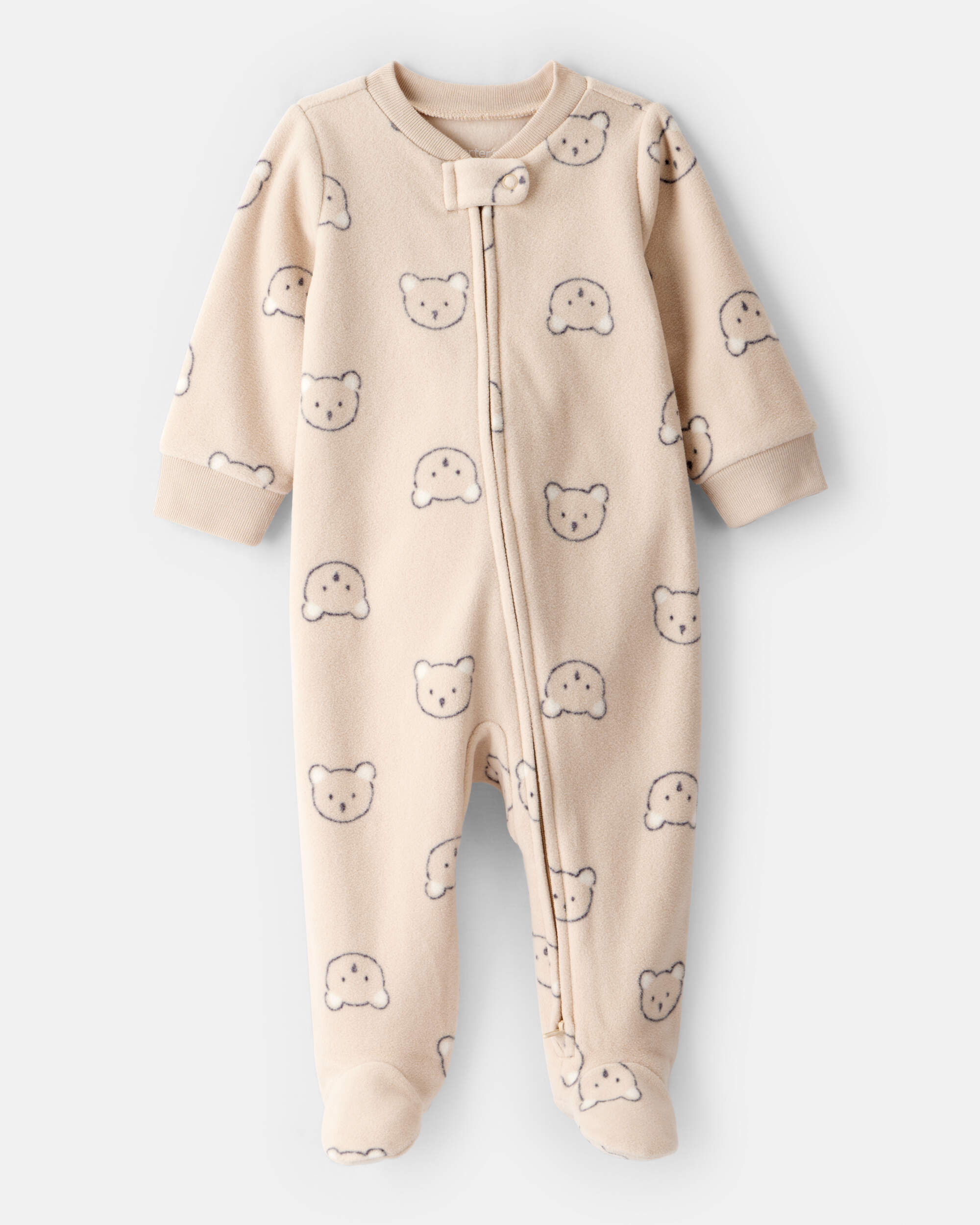 Baby Boy Bear DreamPlush Snug Fit 2-Way Zip Sleep er - Khaki