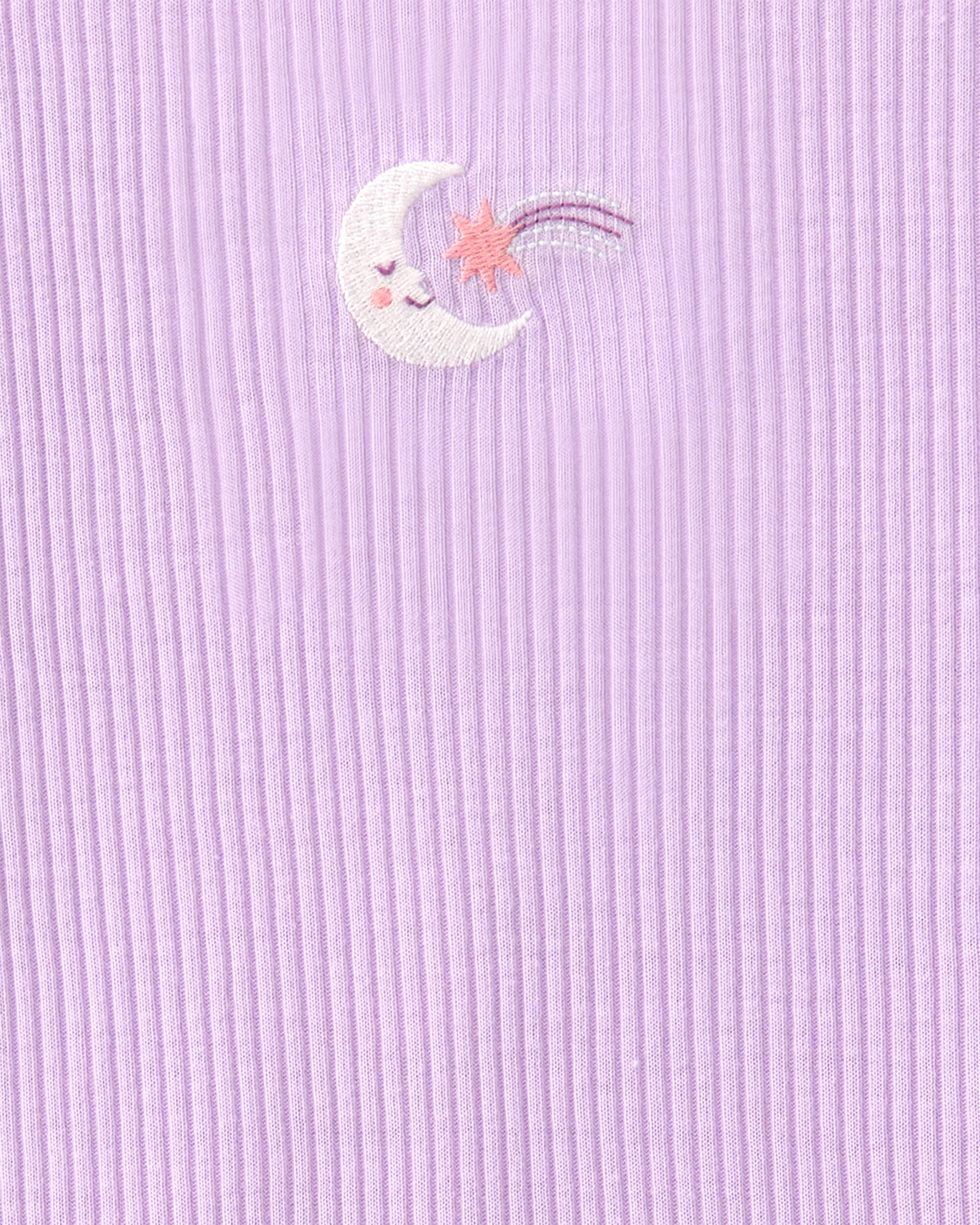 Girls Moon Rib Loose Fit 2-Piece Pajama Set - Purple