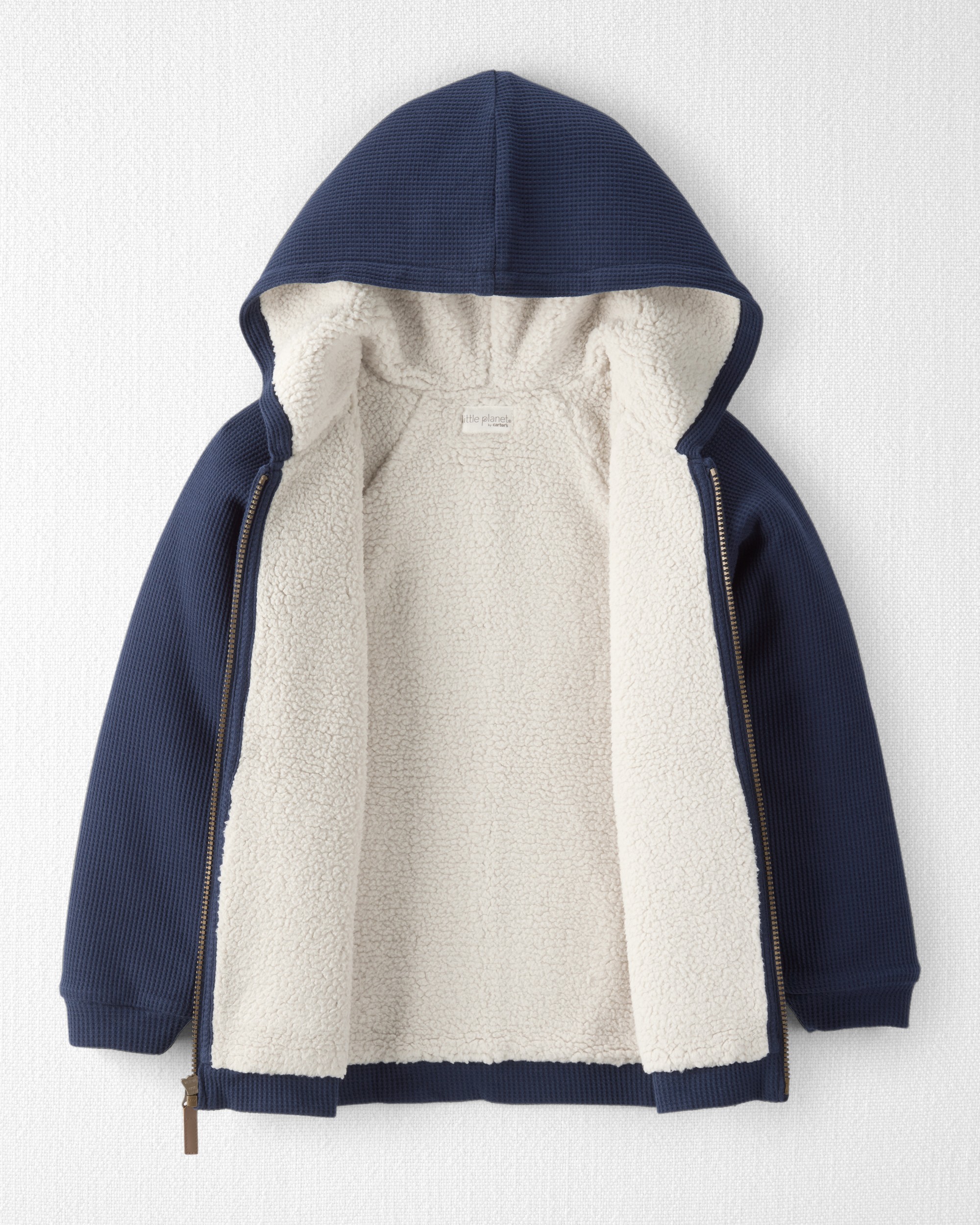 Boys Waffle Knit Hooded Jacket Made with Organic Cotton