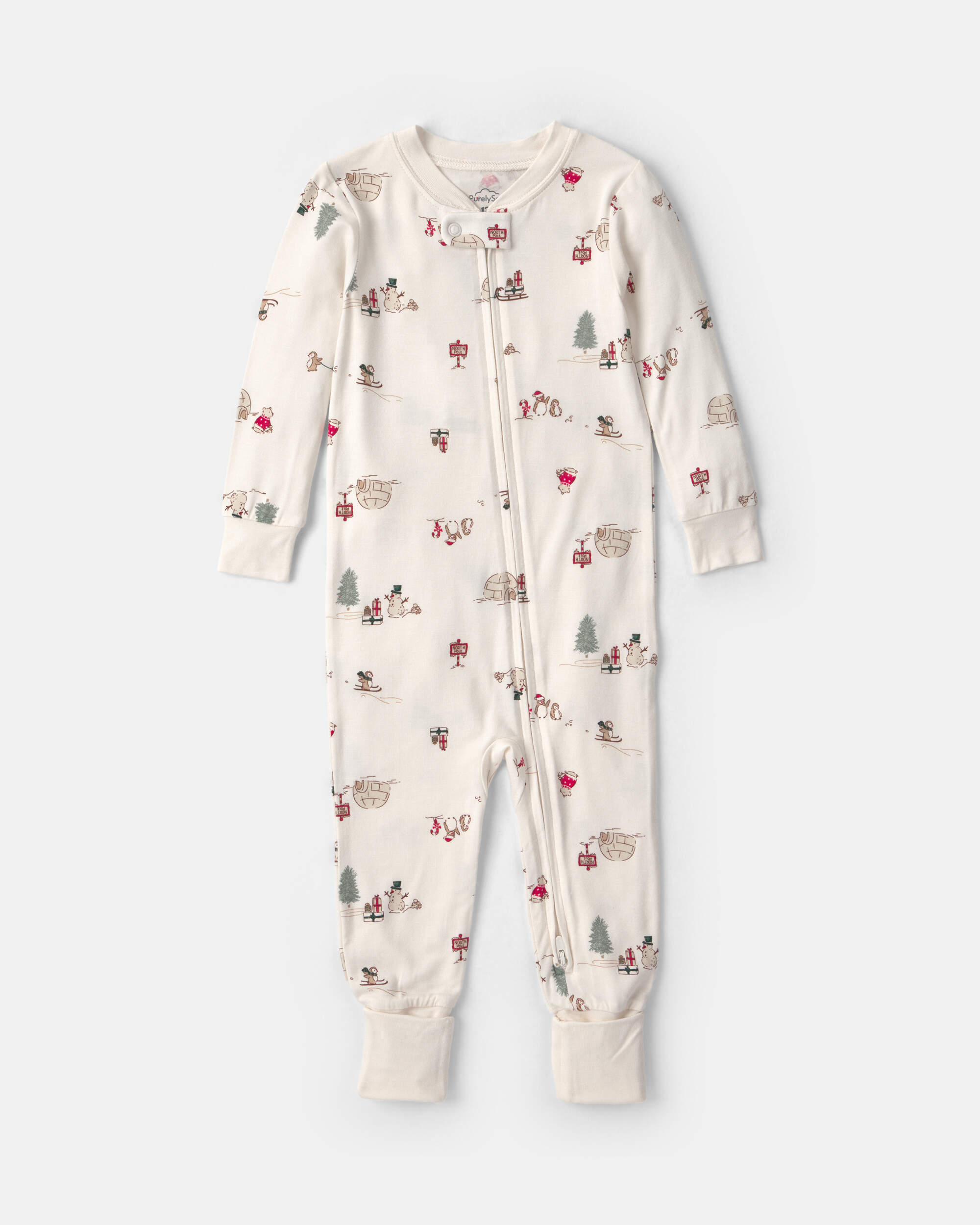 Baby 1-Piece North Pole Christmas PurelySoft™ Snug Fit Pyjama - Cream