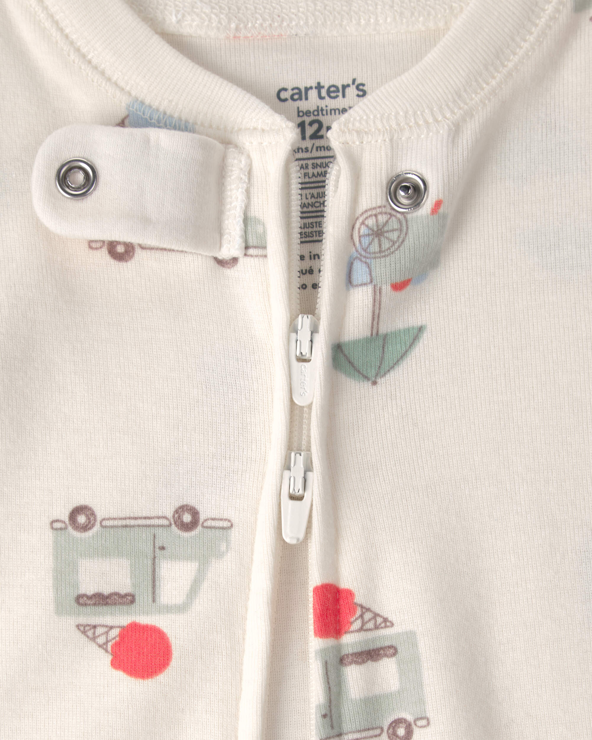 Baby 2-Pack Ice Cream Truck 100% Cotton Snug Fit 1-Piece Pyjama - Blue/Ivory