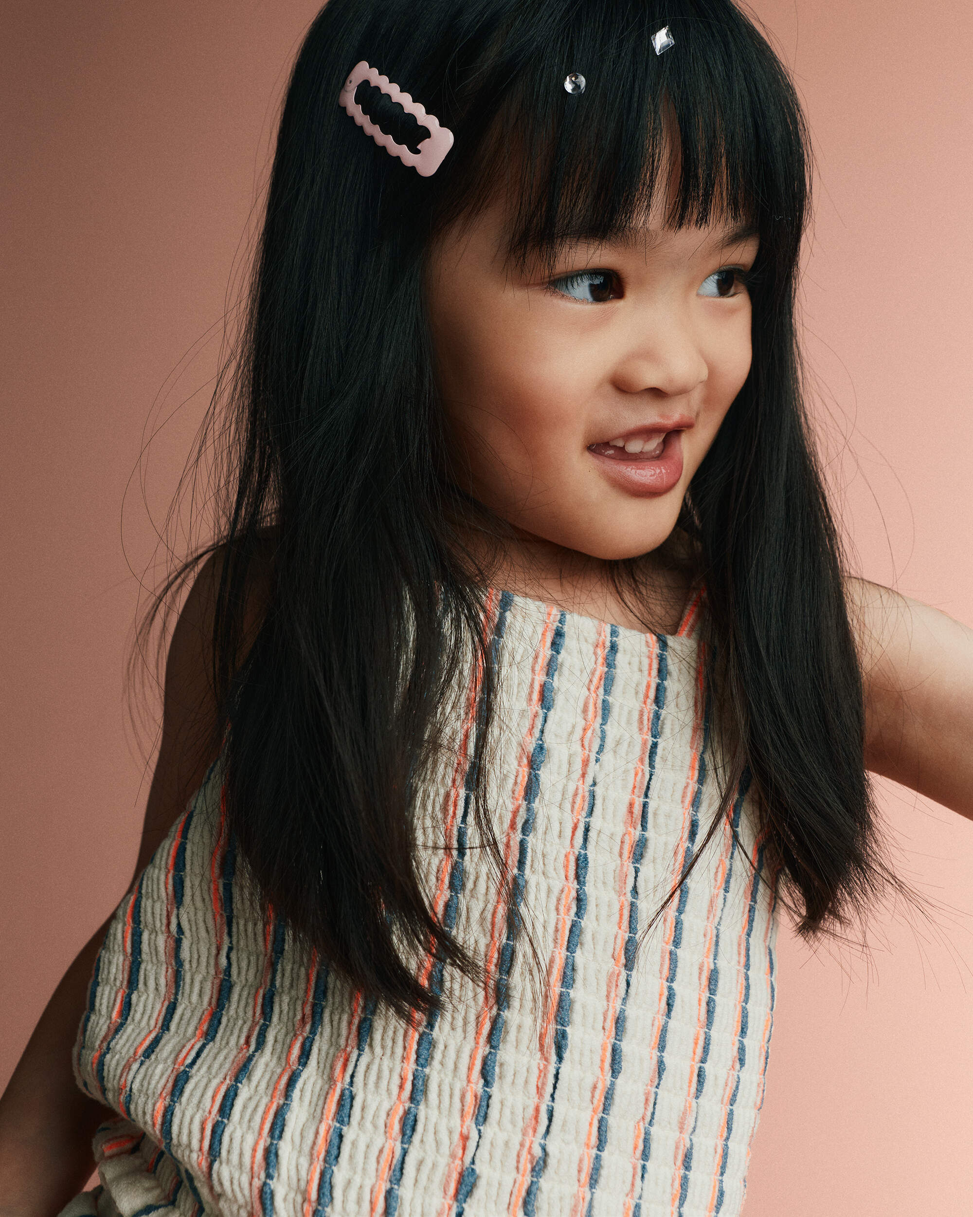 Toddler Girl Smocked Top Stripes - Cream