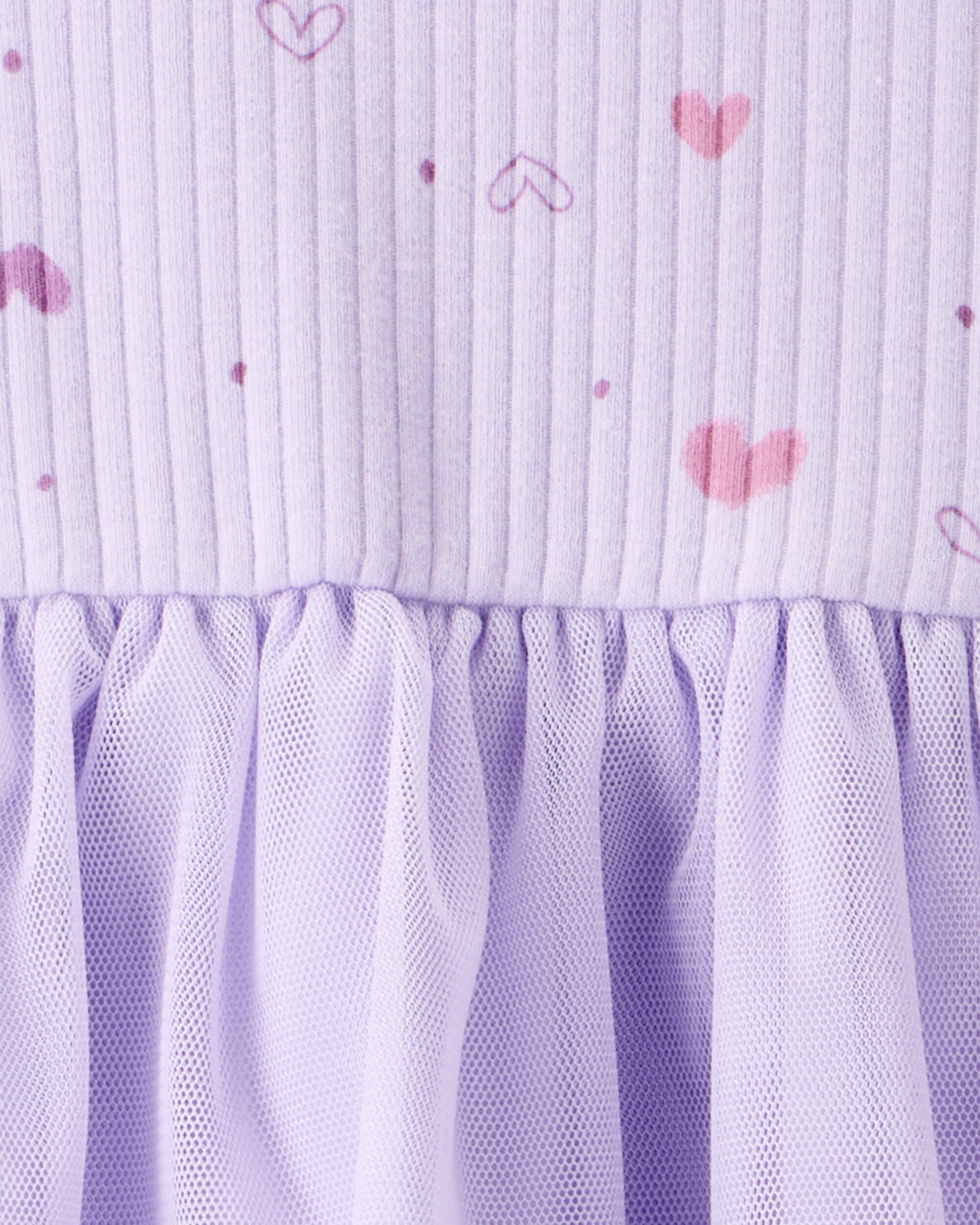 Baby Girl Heart Print Long-Sleeve Dress - Purple