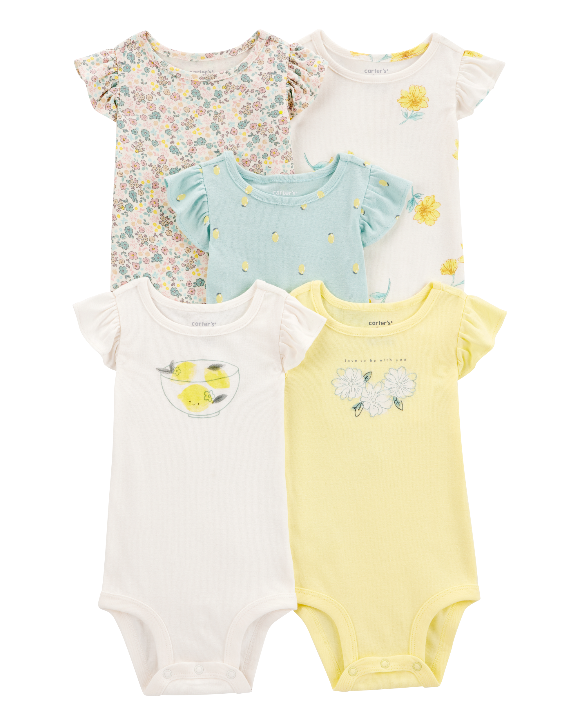 Baby 5-Pack Short-Sleeve Lemon Bodysuits