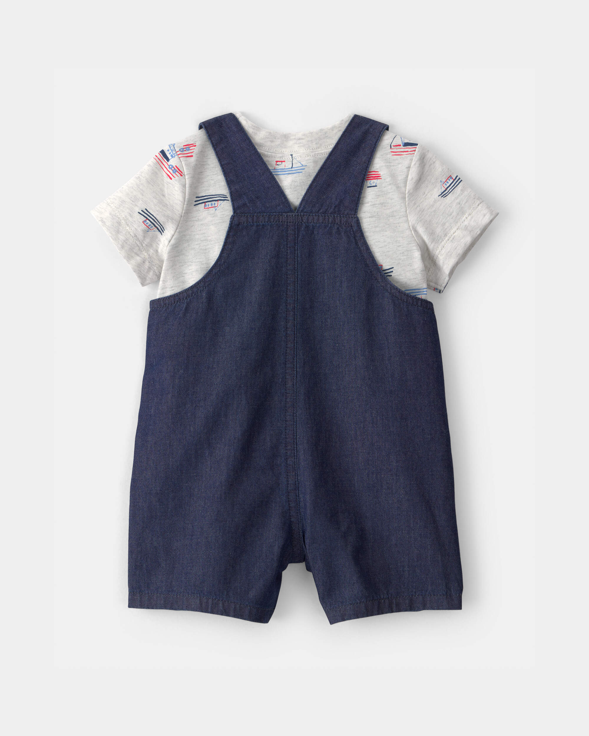 Baby Boy 2-Piece Boat Romper Set - Blue/Grey