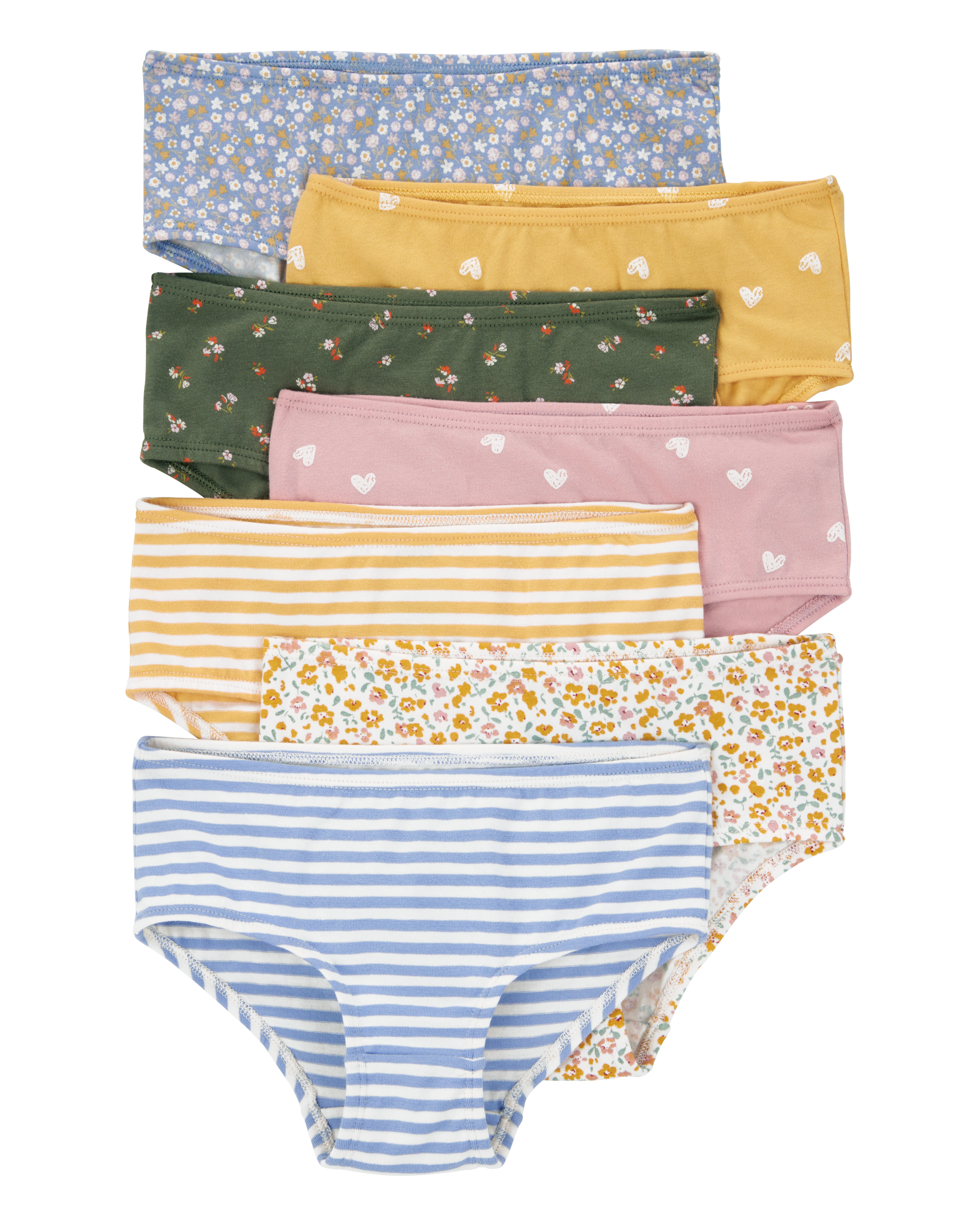Toddler 7-Pack Floral Hearts Stretch Cotton Underwear