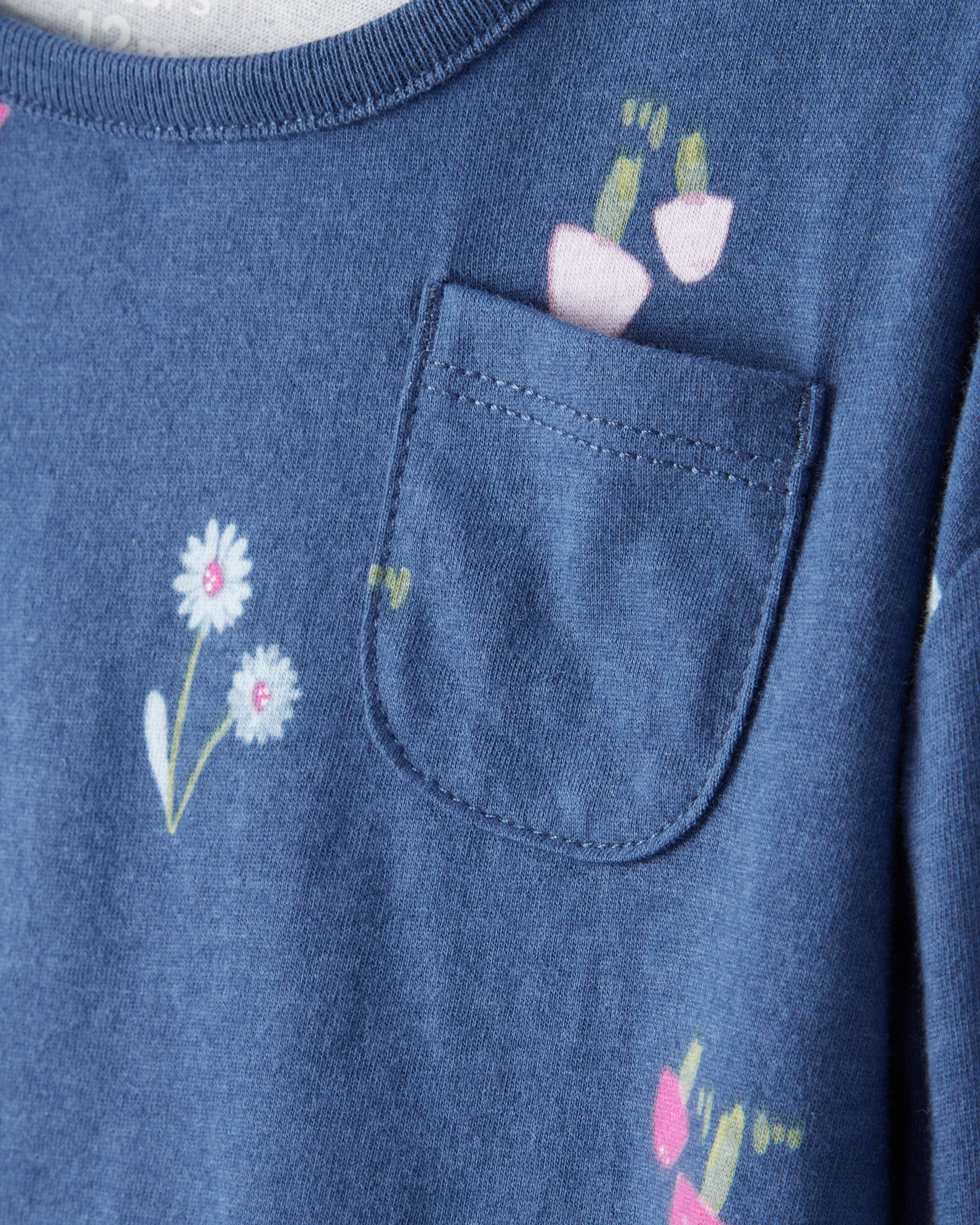 Baby Girl Floral Cotton Long-Sleeve Top - Blue