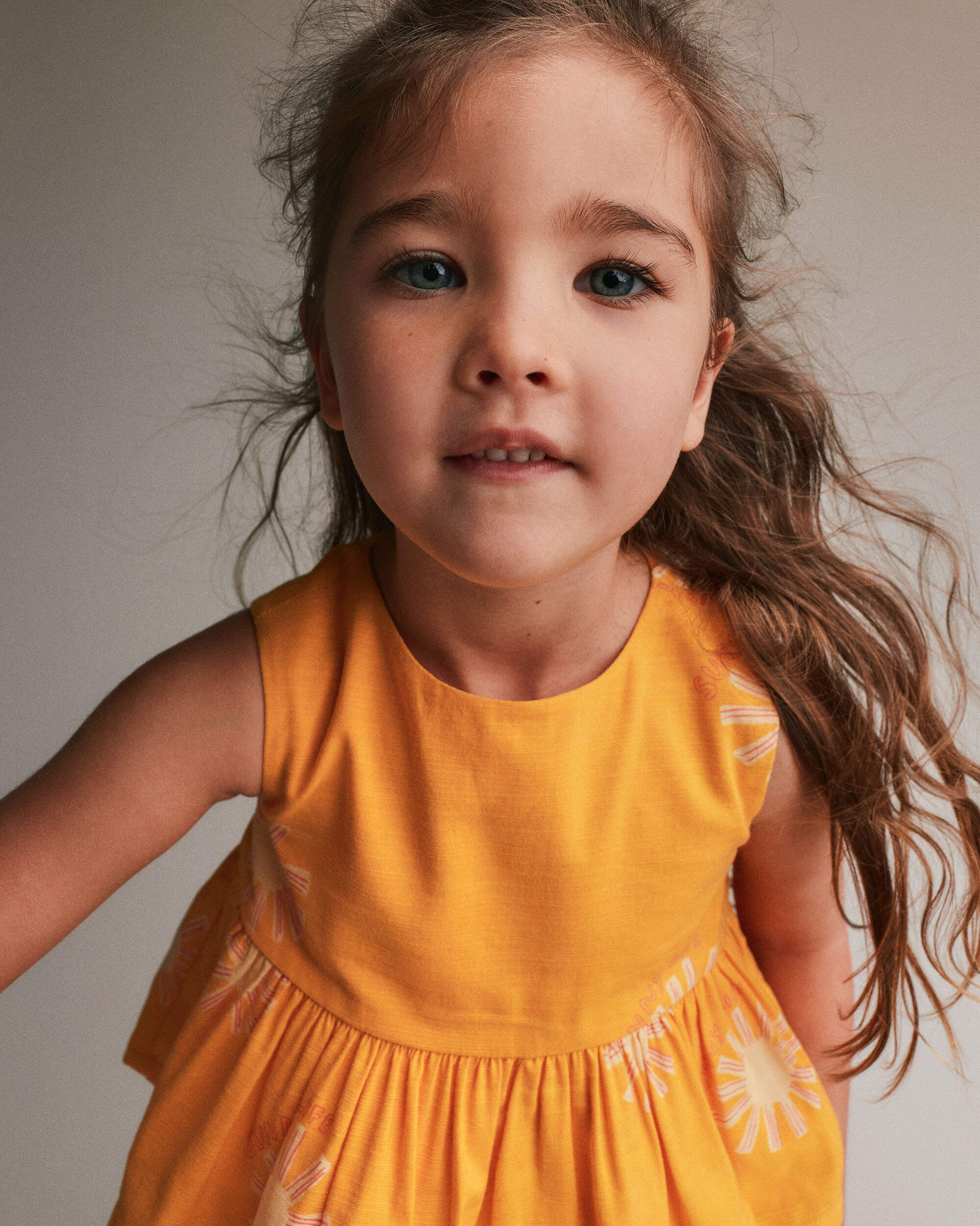 Toddler Girl Peplum Top Sunny Life Print - Golden Yellow
