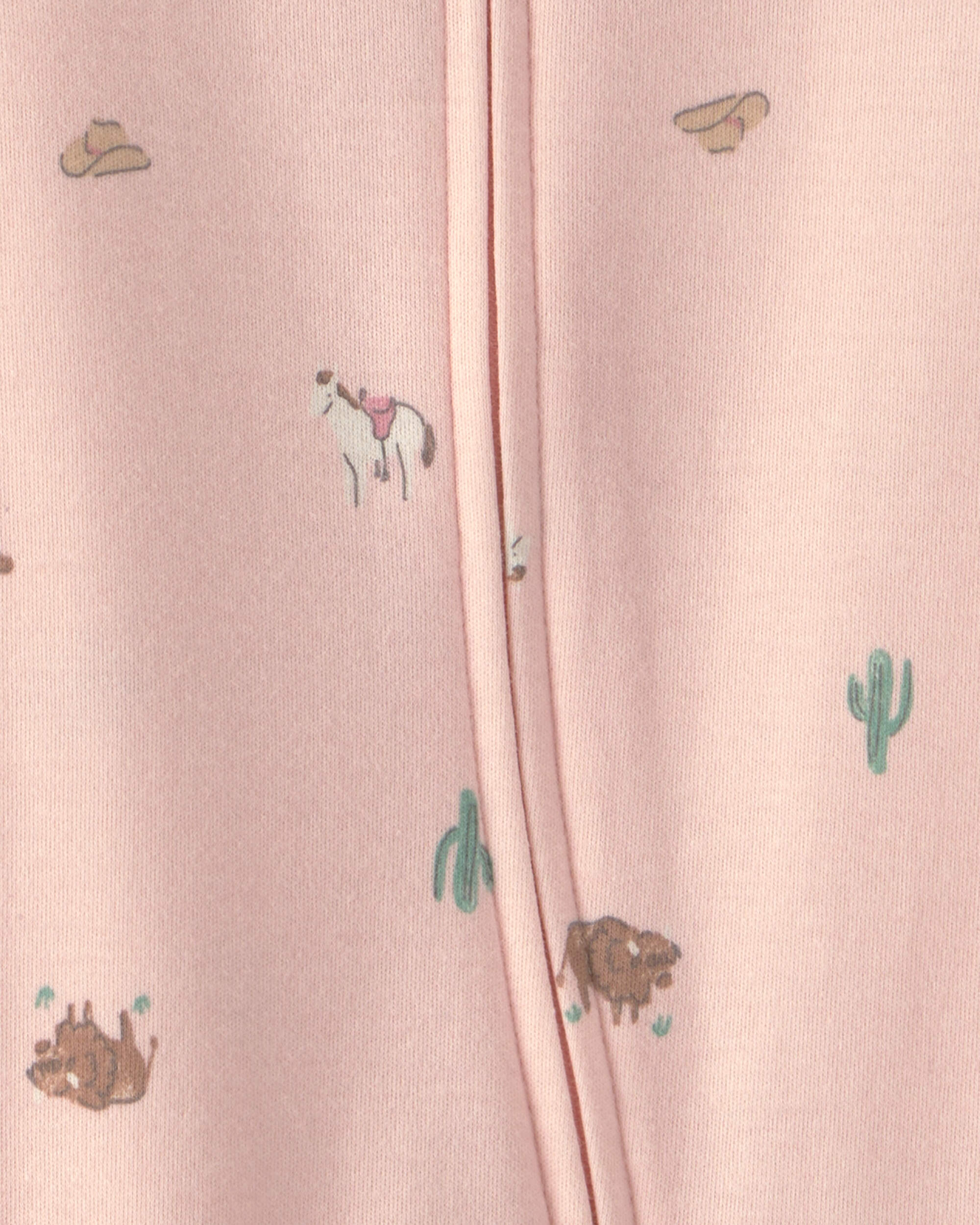 Baby Girl Western 100% Cotton 2-Way Zip Sleeper - Pink