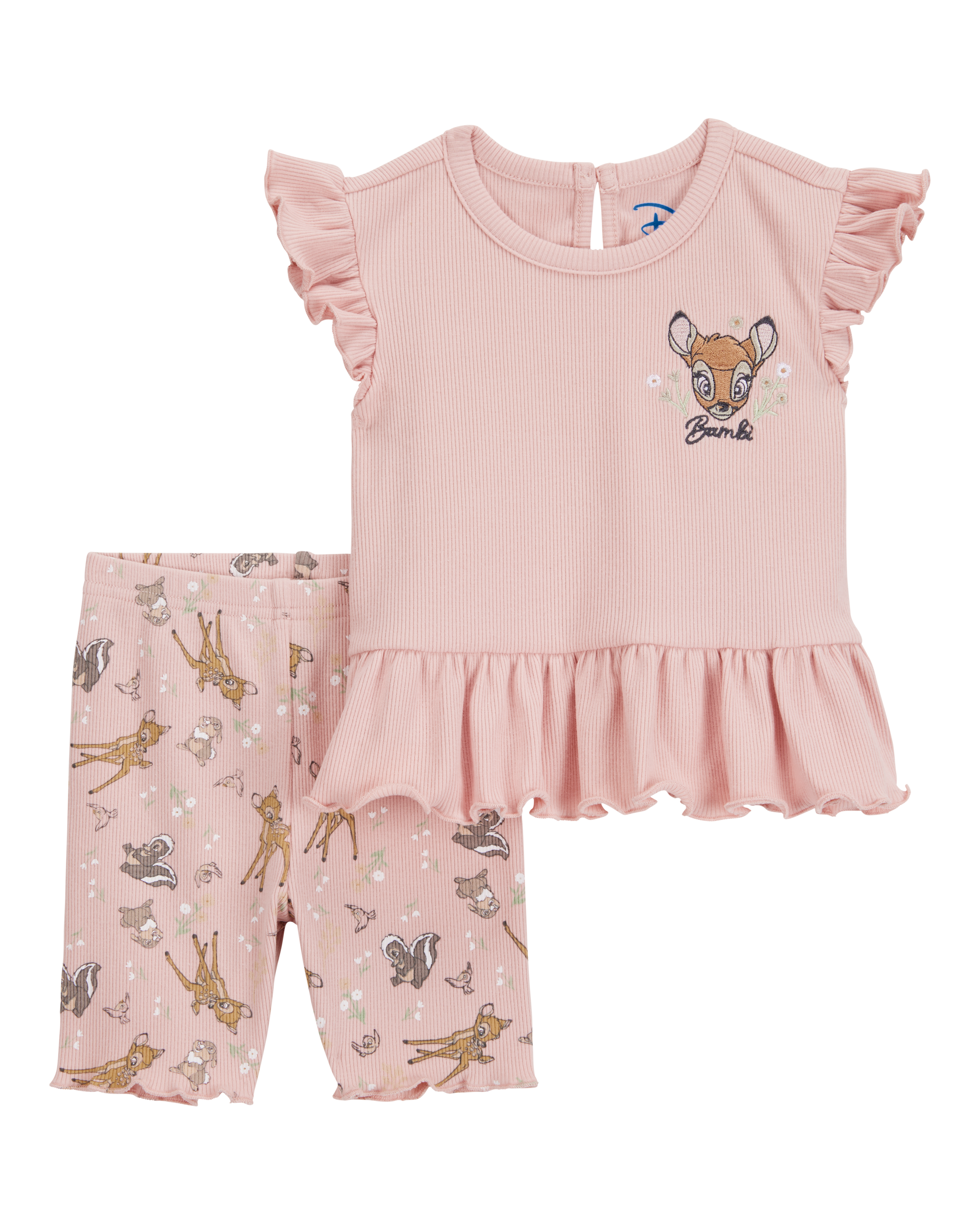 Toddler 2-Piece Bambi Flutter-Sleeve & Bike Short Set - Pink