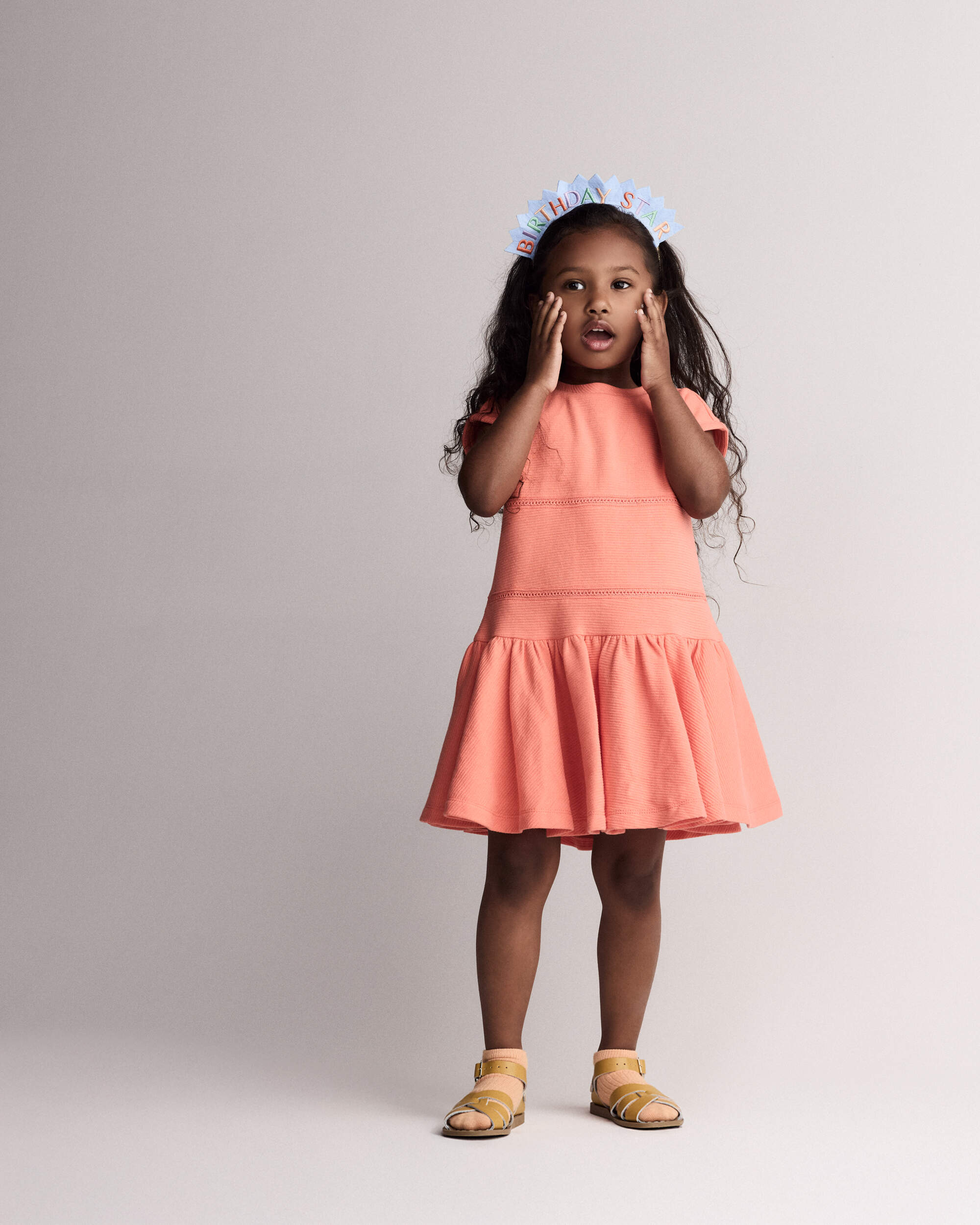 Toddler Girl Drop Waist Short-Sleeve Dress - Orange