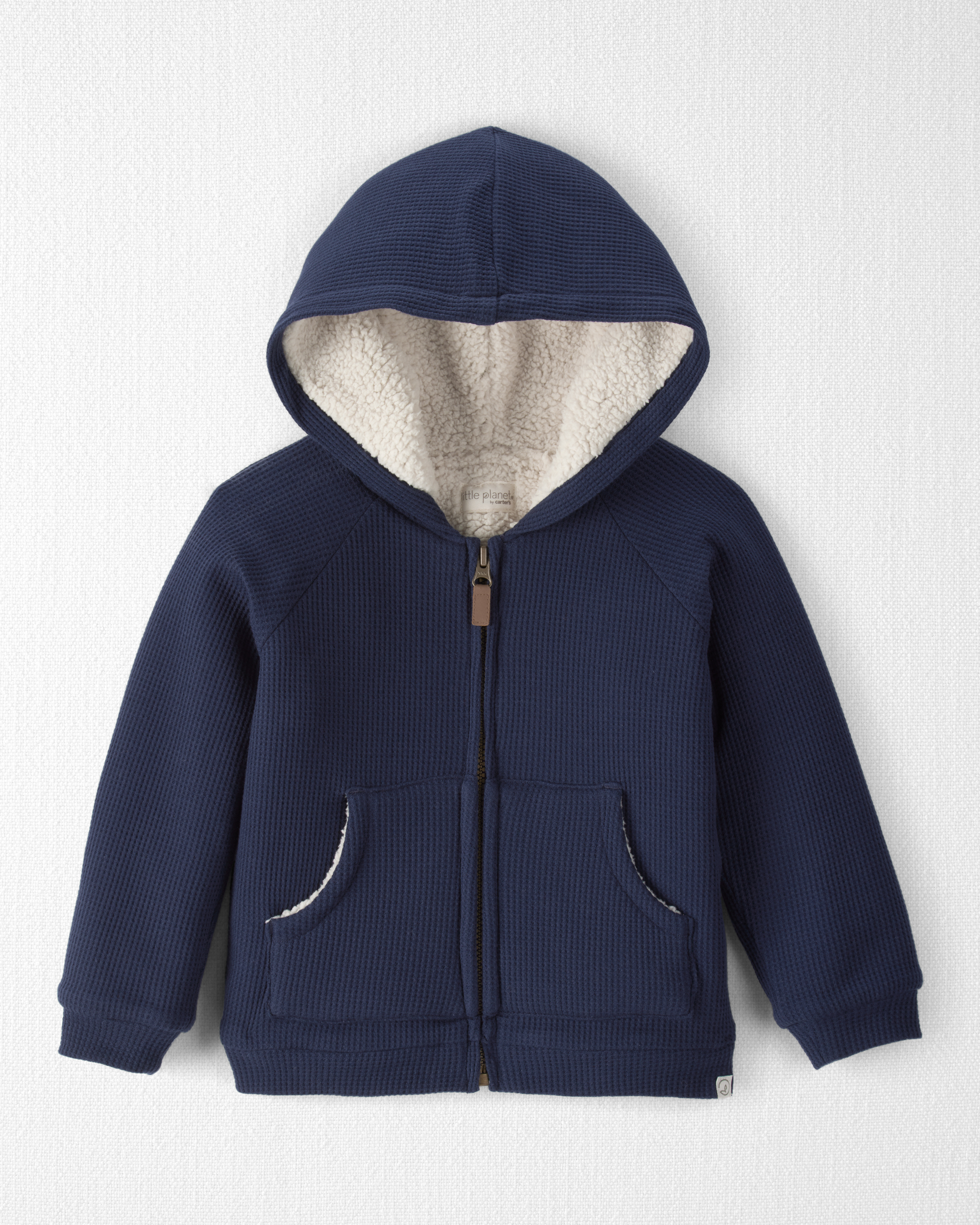 Toddler Boy Waffle Knit Hooded Jacket Made with Organic Cotton