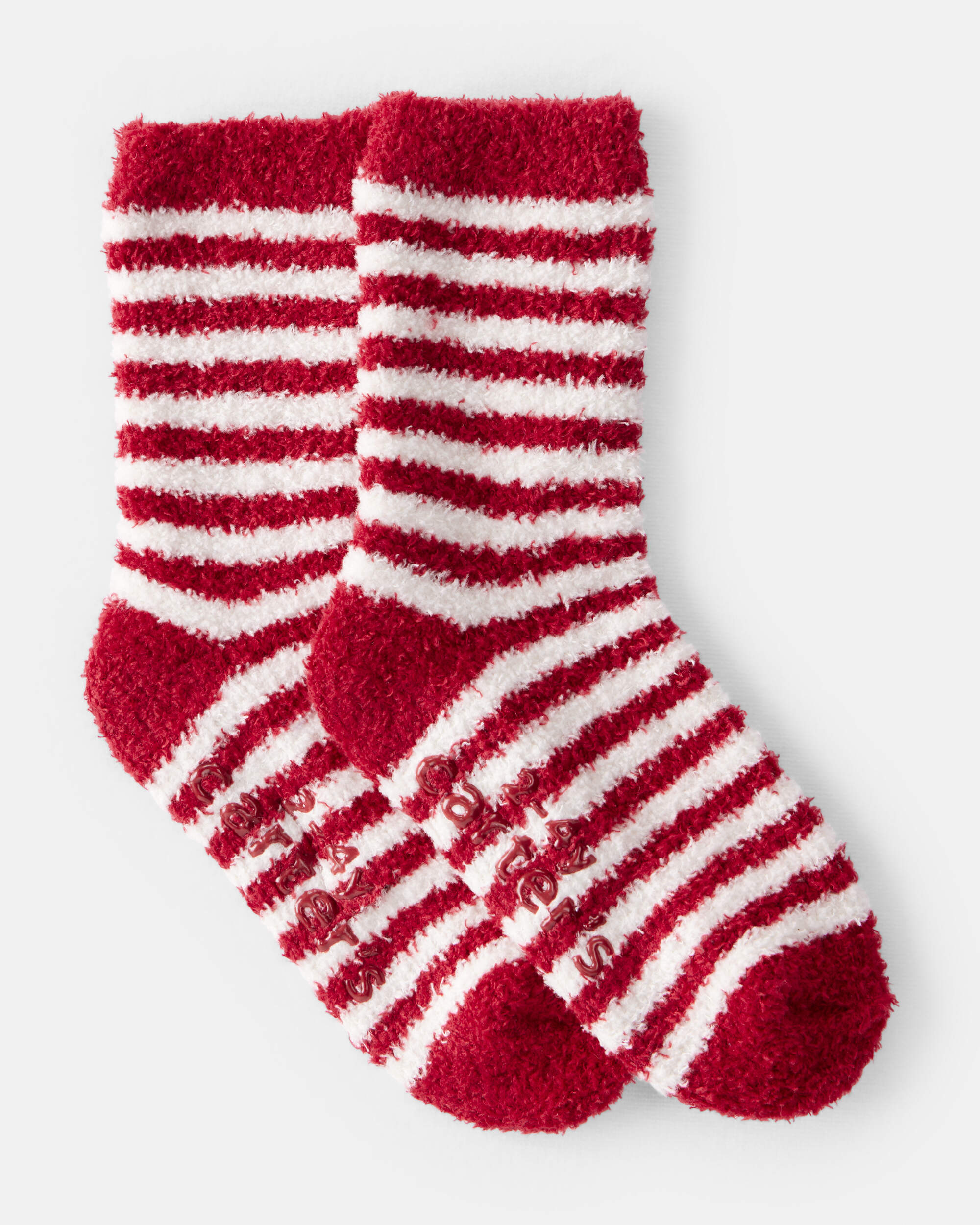 Toddler Striped Cozy Socks - Red/White