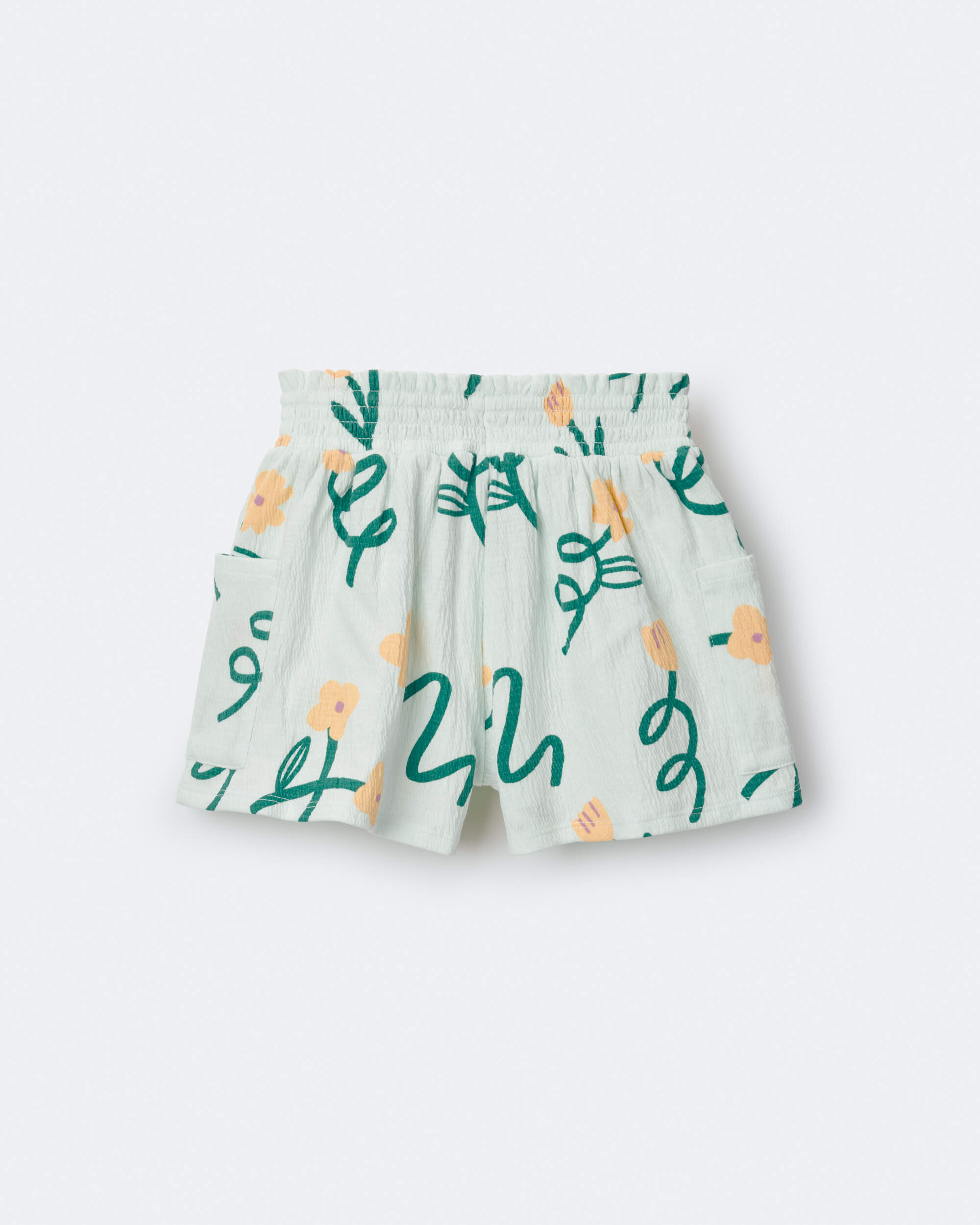 Toddler Girl Swing Short with Pockets Floral Print - Light Green