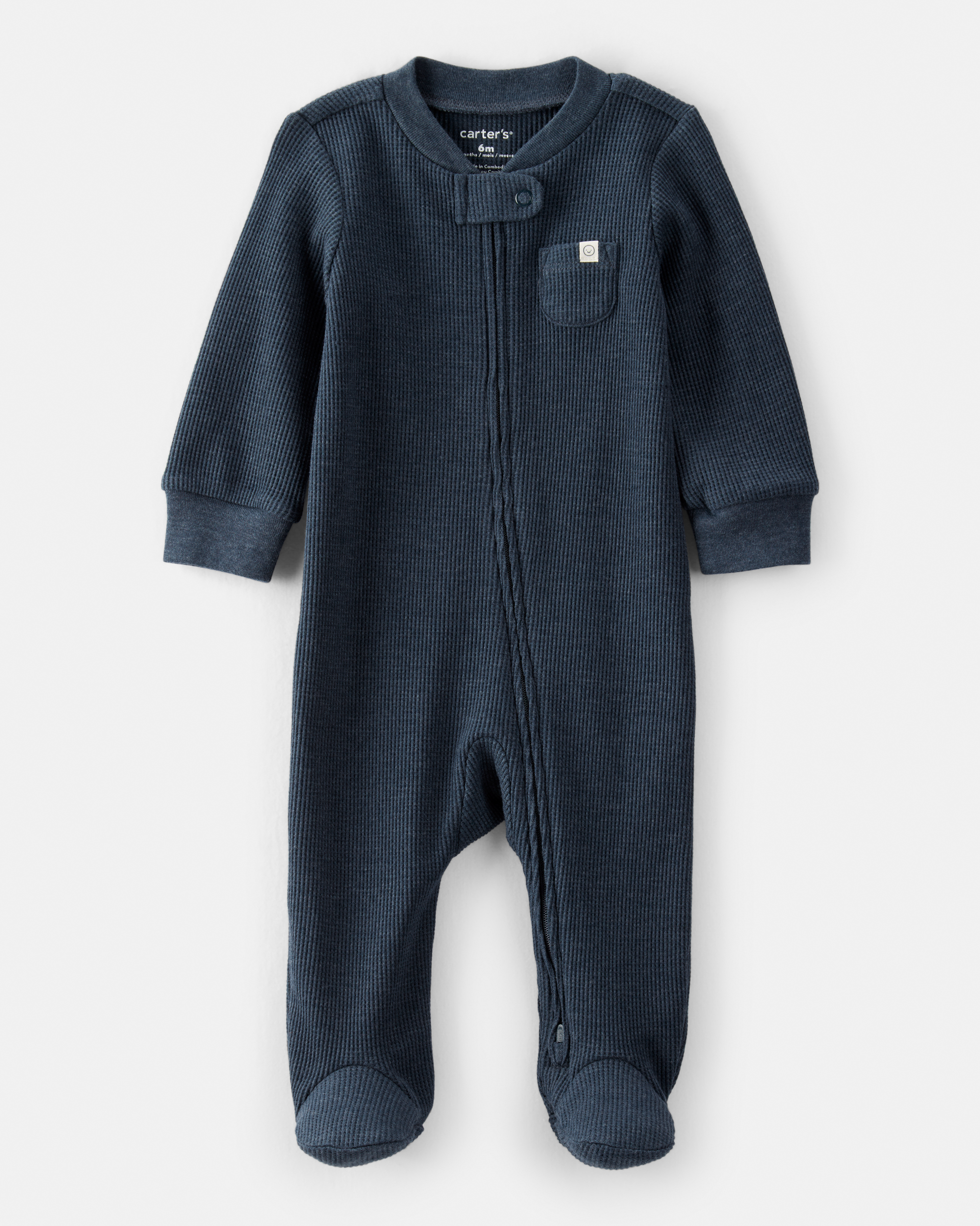 Baby Boy Cotton Long-Sleeve Sleeper - Navy Blue