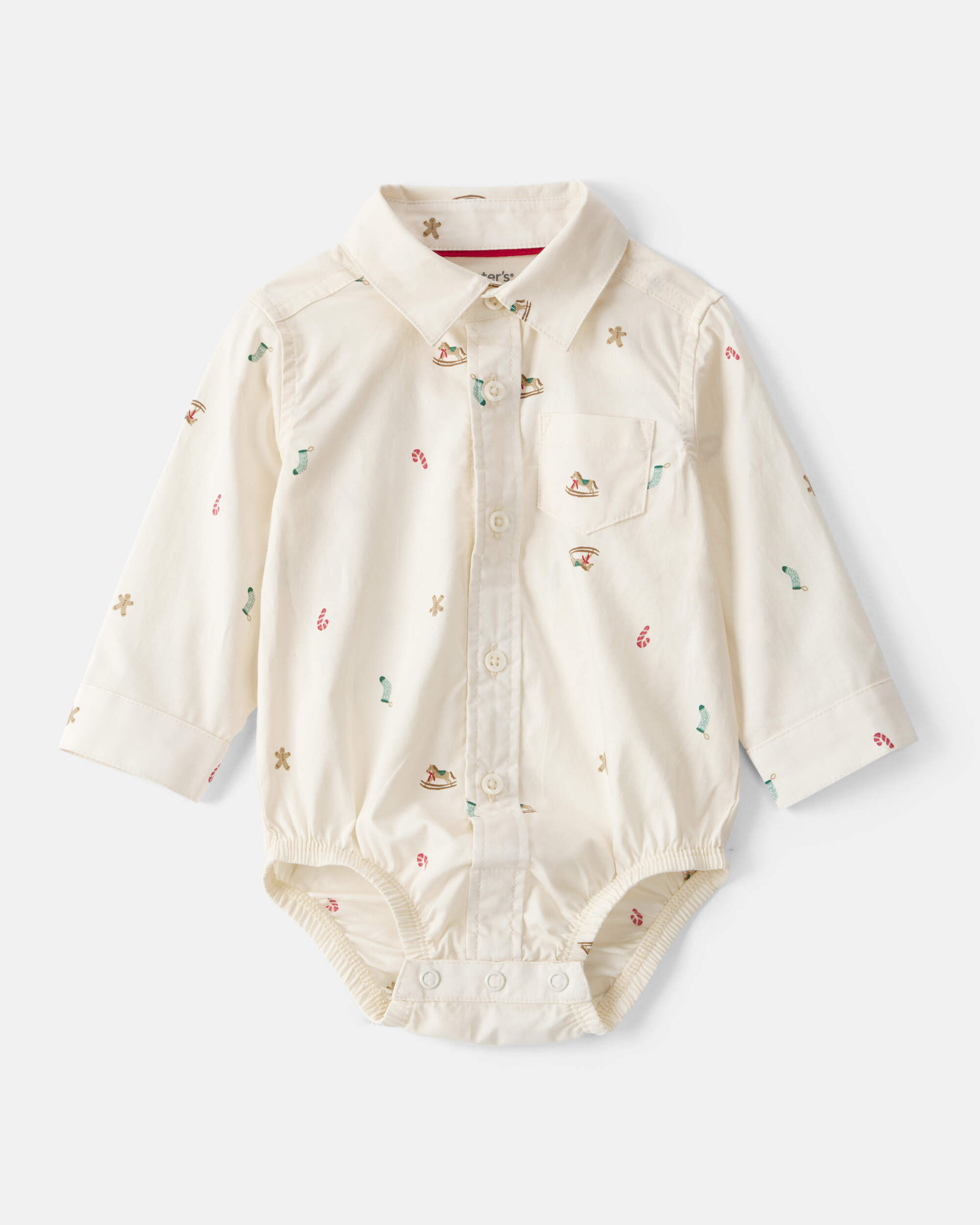 Baby Boy 3-Piece Holiday Print Cotton Long-Sleeve Shirt & Suspender Pant Set - Red/White