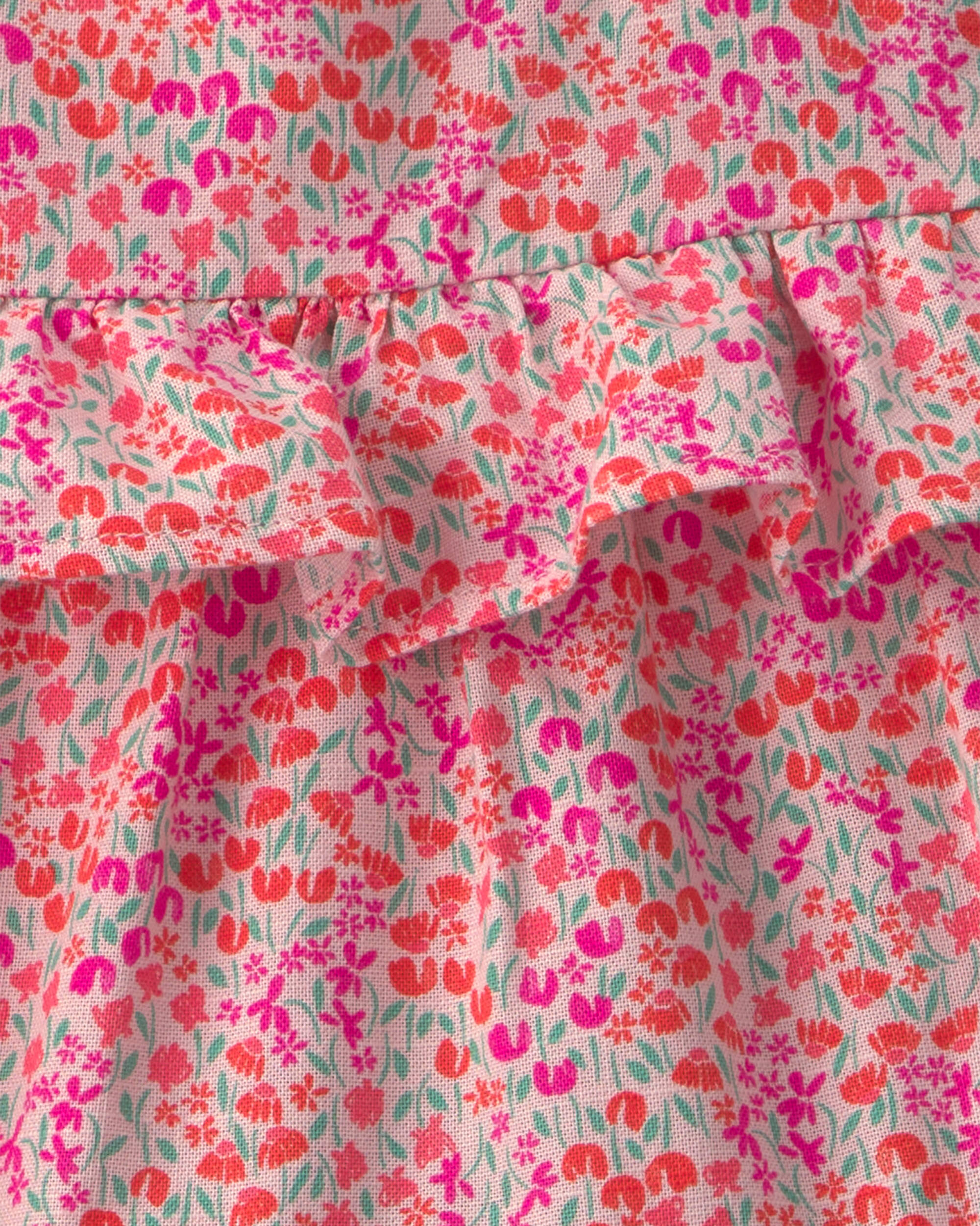 Baby Girl Floral Ruffle Tiered Dress - Pink