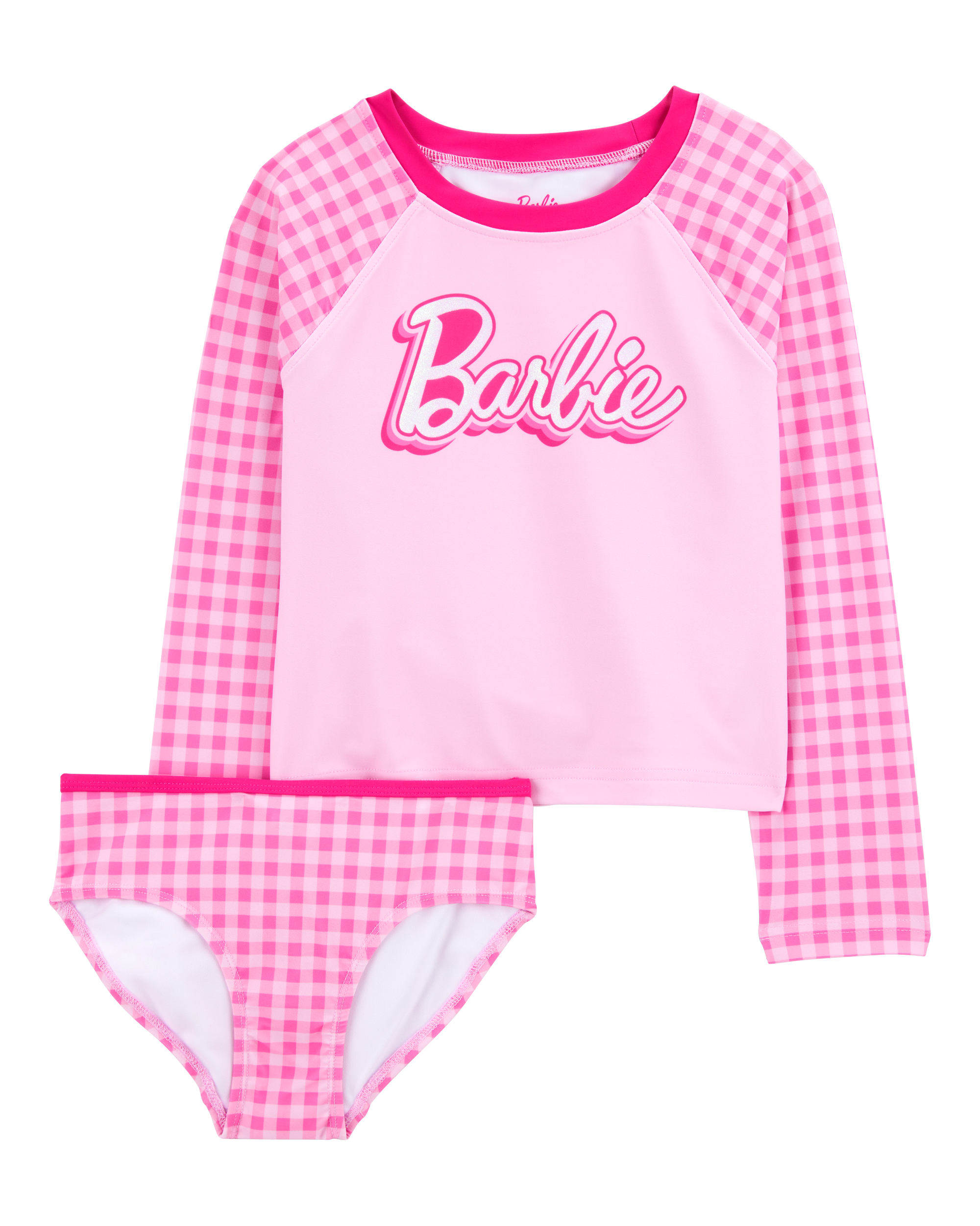 Kid Barbie™ 2-Piece Rashguard Swimsuit Set - Pink