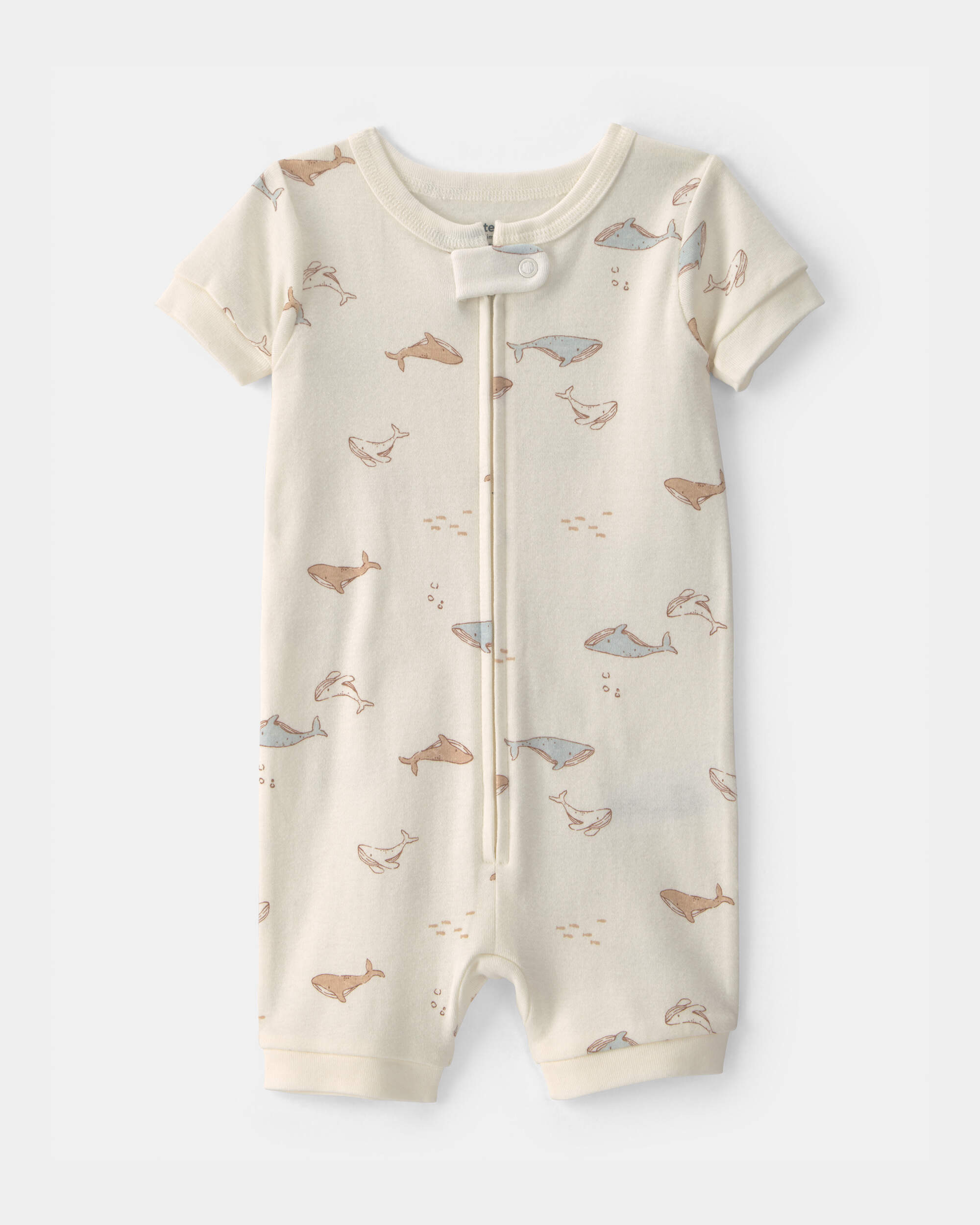 Baby Whale 100% Cotton 1-Piece Romper Pyjama - Ivory