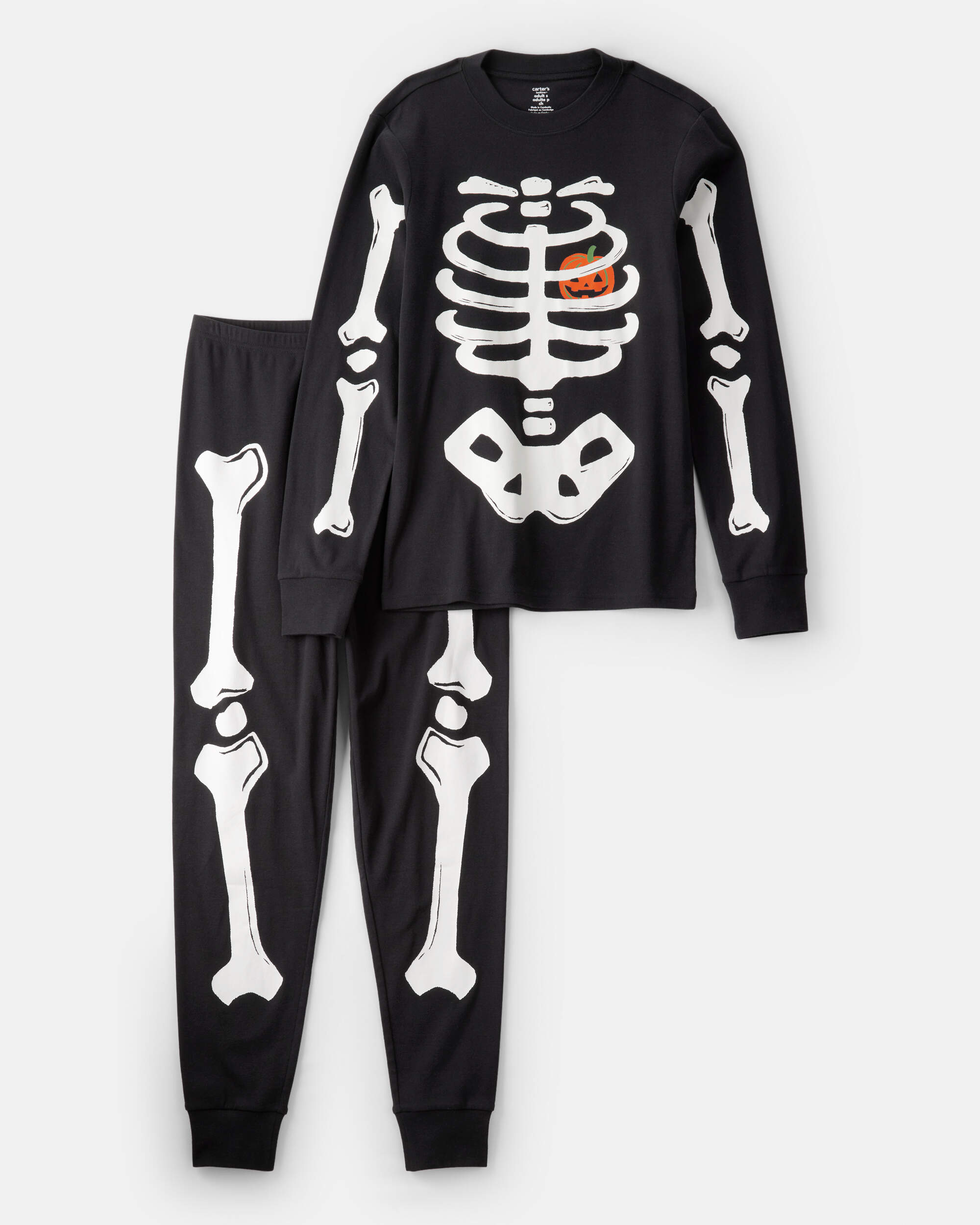Kid 2-Piece Glow Halloween Skeleton 100% Snug Fit Cotton Pyjamas