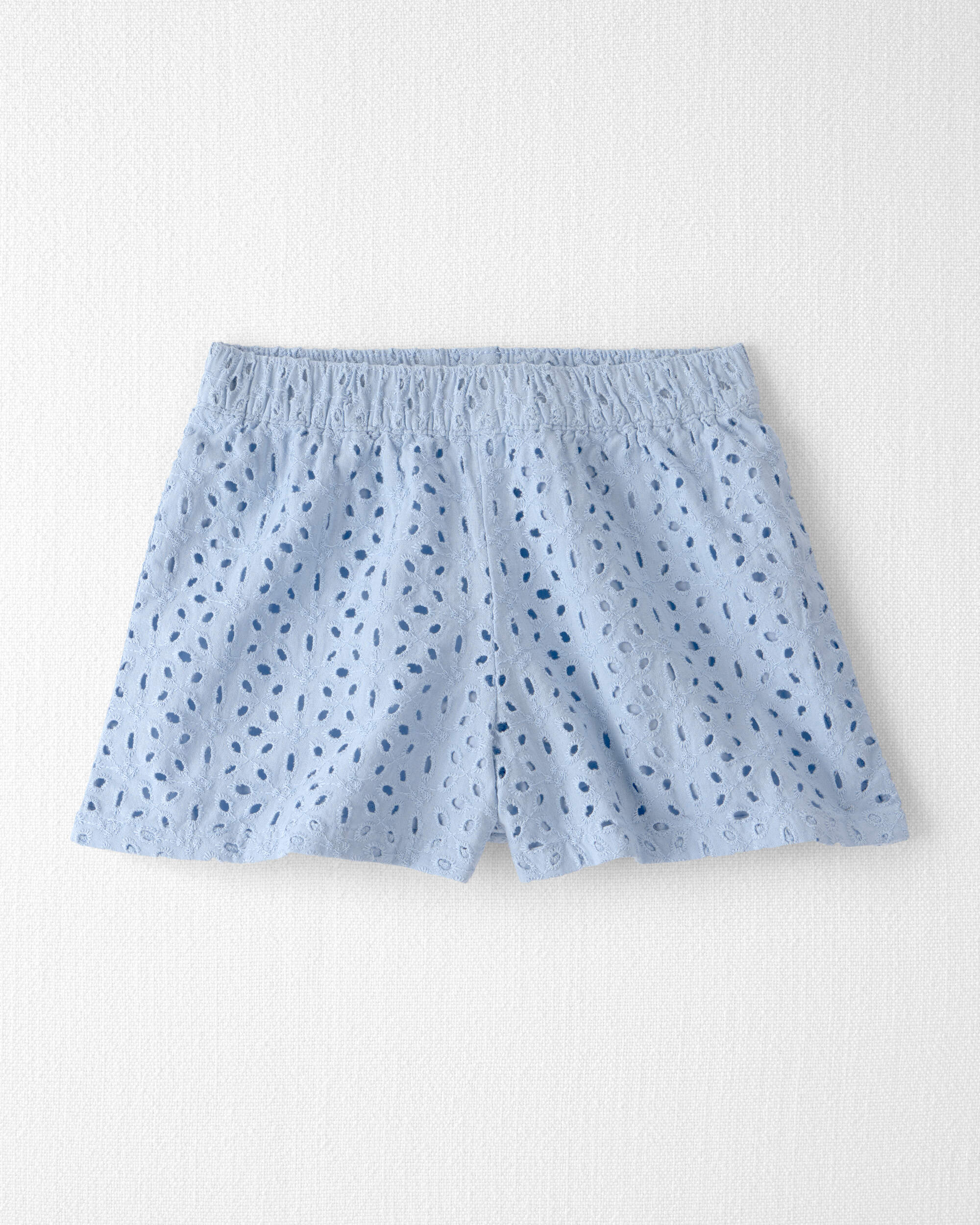 Toddler Girl 2-Piece Organic Cotton Top & Short Set Blue Eyelet