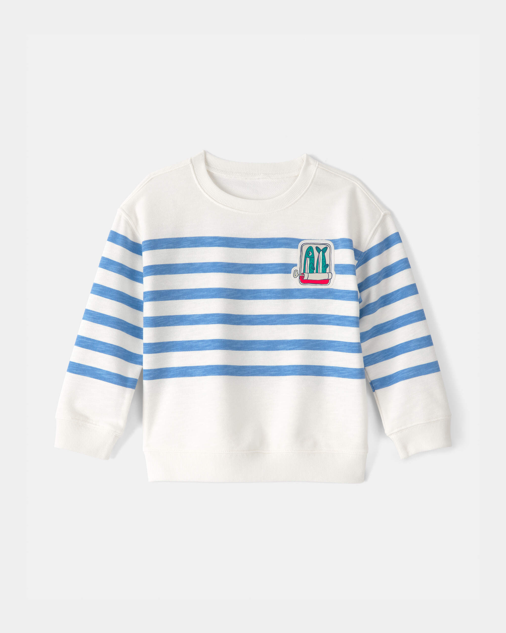 Toddler Boy Striped French Terry Pullover Sweatshirt - Blue/White