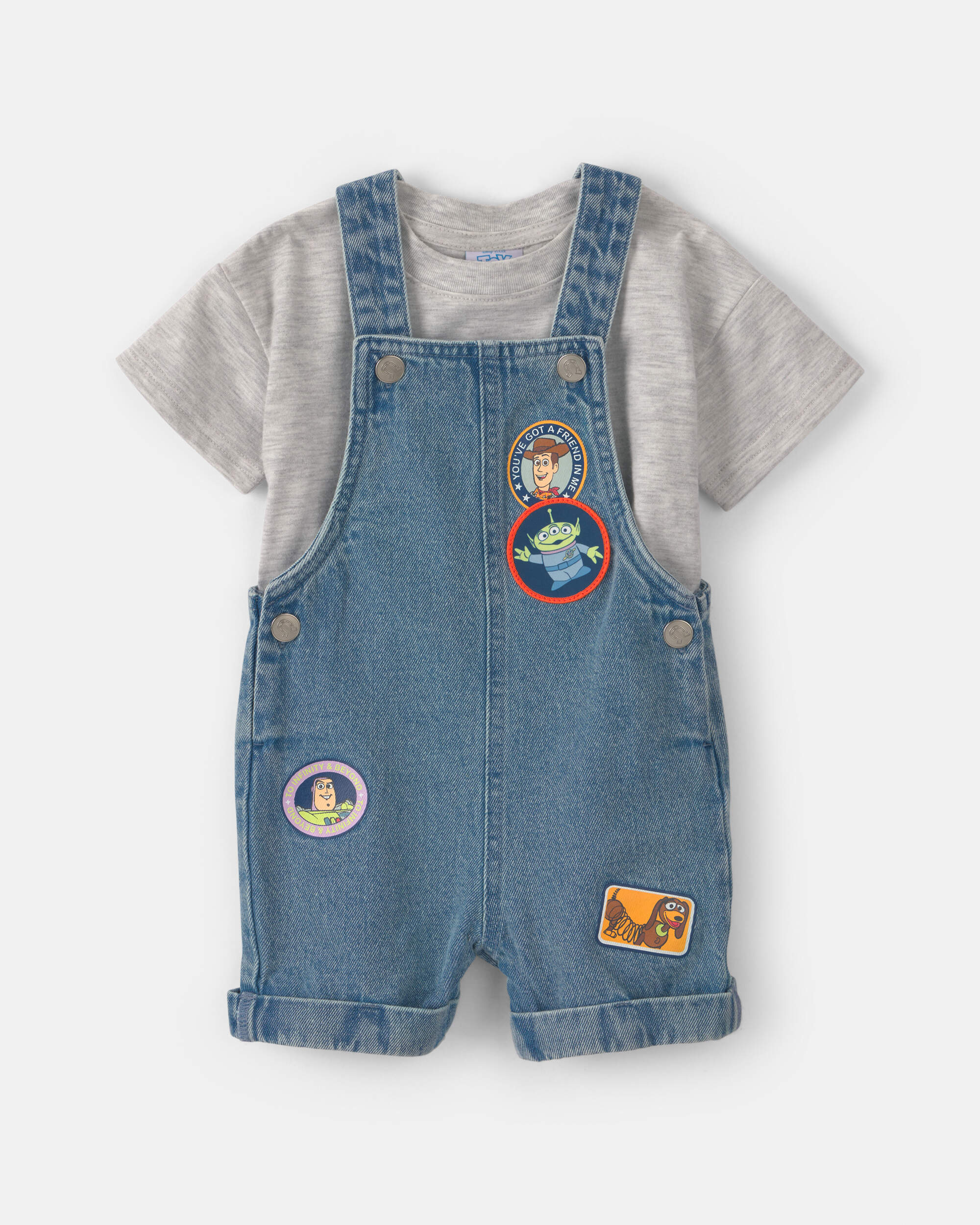 Baby Boy 2-Piece Pixar© Toy Story Denim Overall Set - Medium Wash