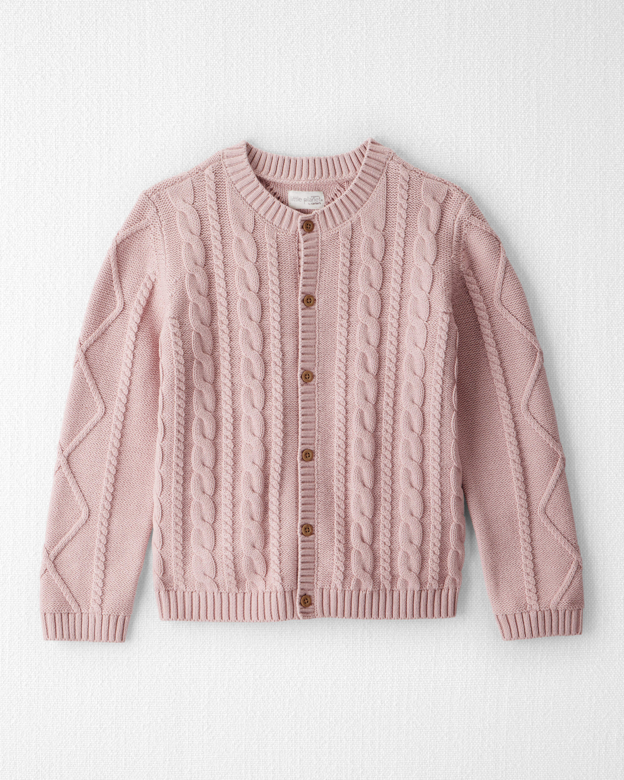Girls Organic Cotton Cable Knit Cardigan