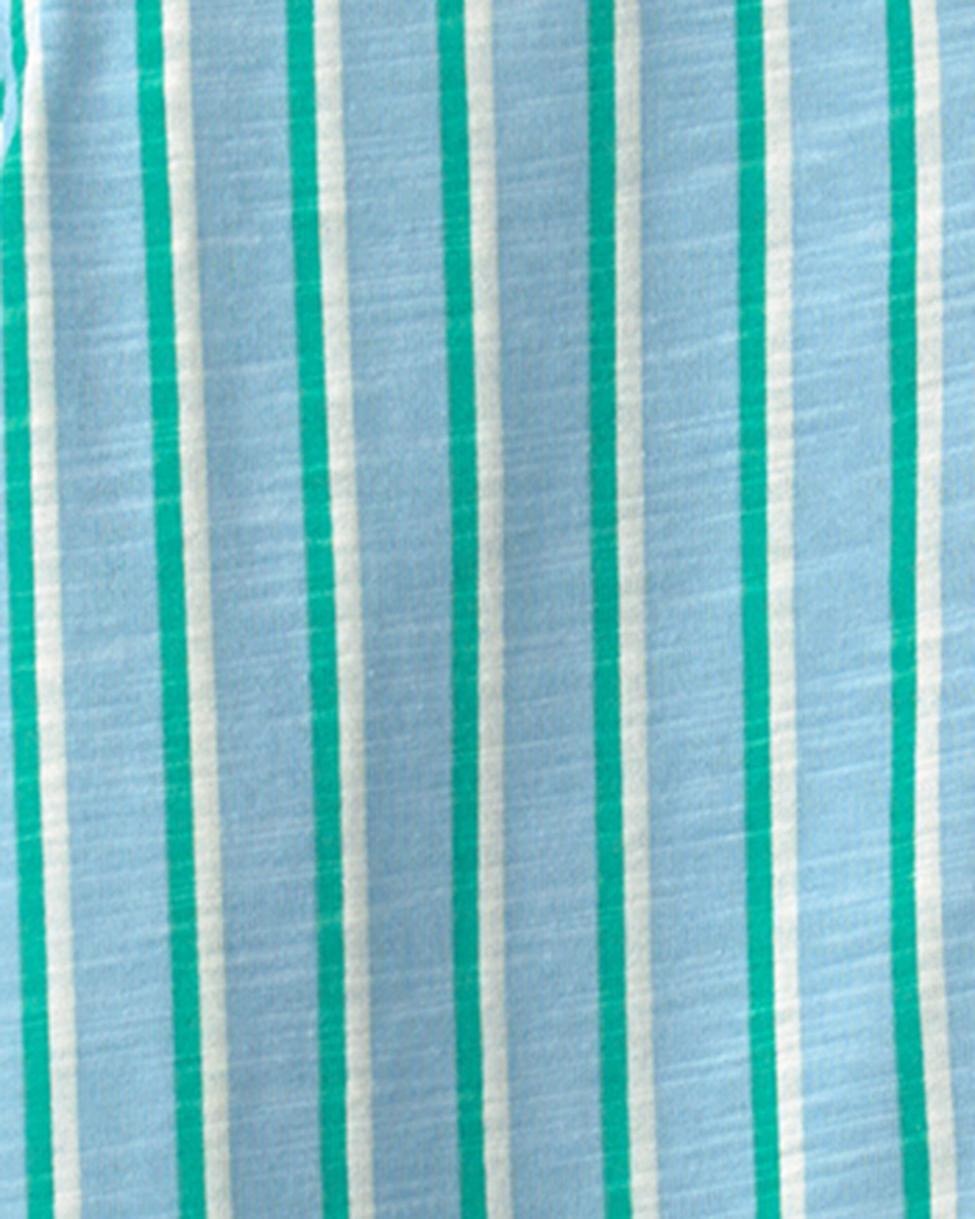 Boys Striped Short-Sleeve Button-Down Shirt - Blue