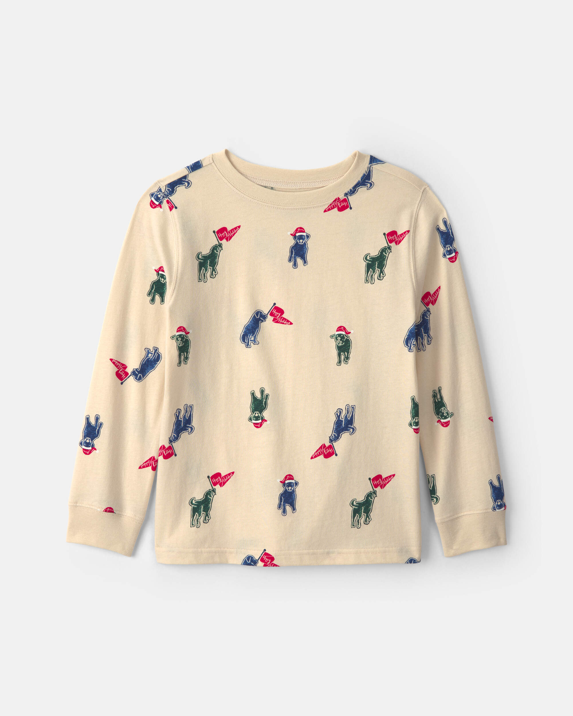 Boys Christmas Dog Long-Sleeve Tee - Cream