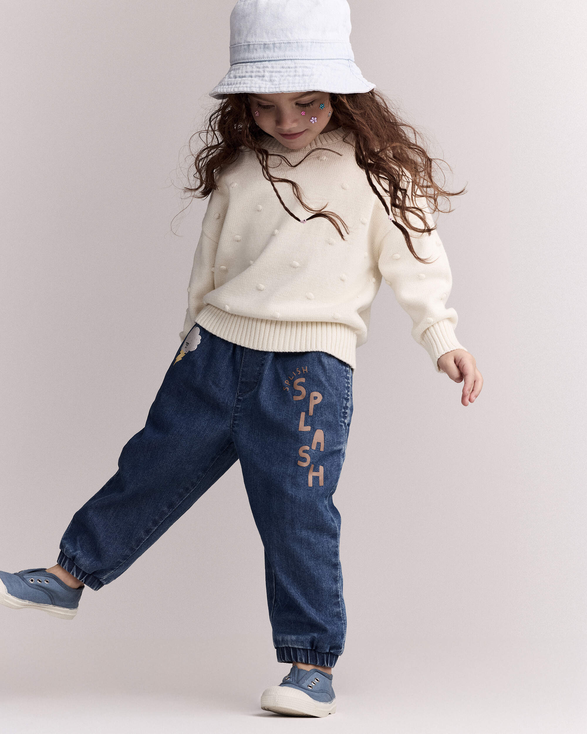 Toddler Girl Popcorn Sweater - Cream