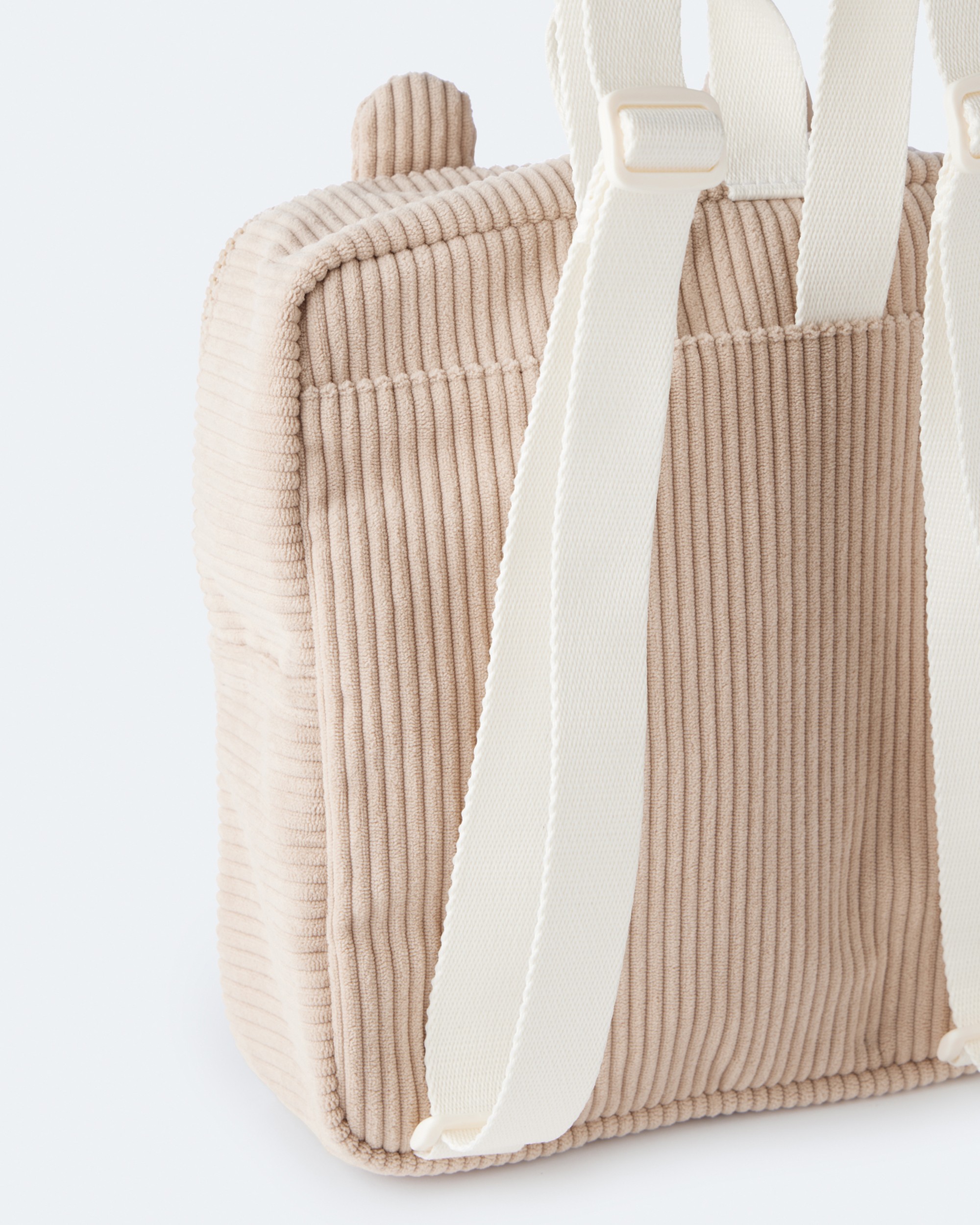 Bear Corduroy Square Backpack - Tan
