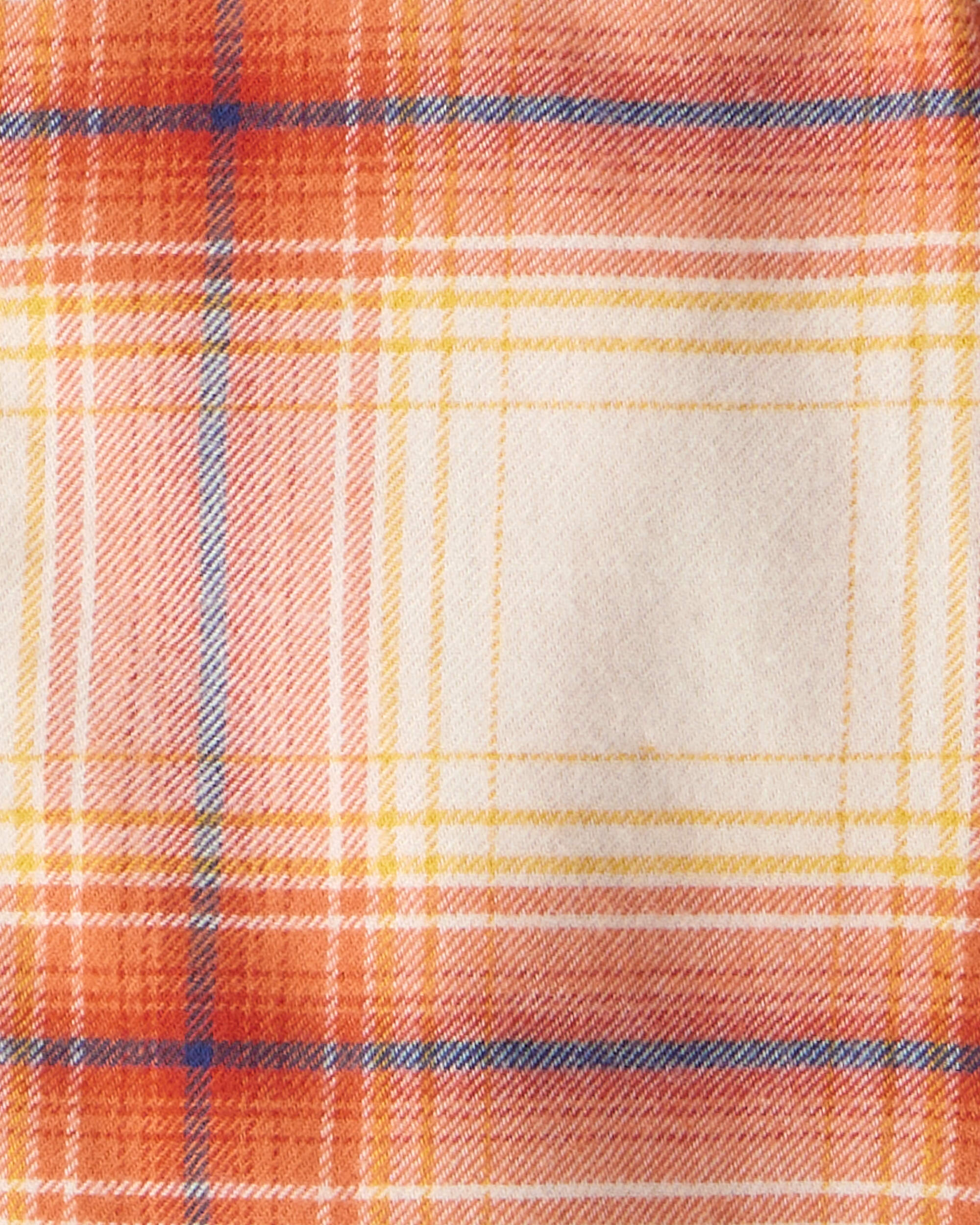 Baby Boy Plaid Cotton Long-Sleeve Hooded Button-Down Shirt - Orange