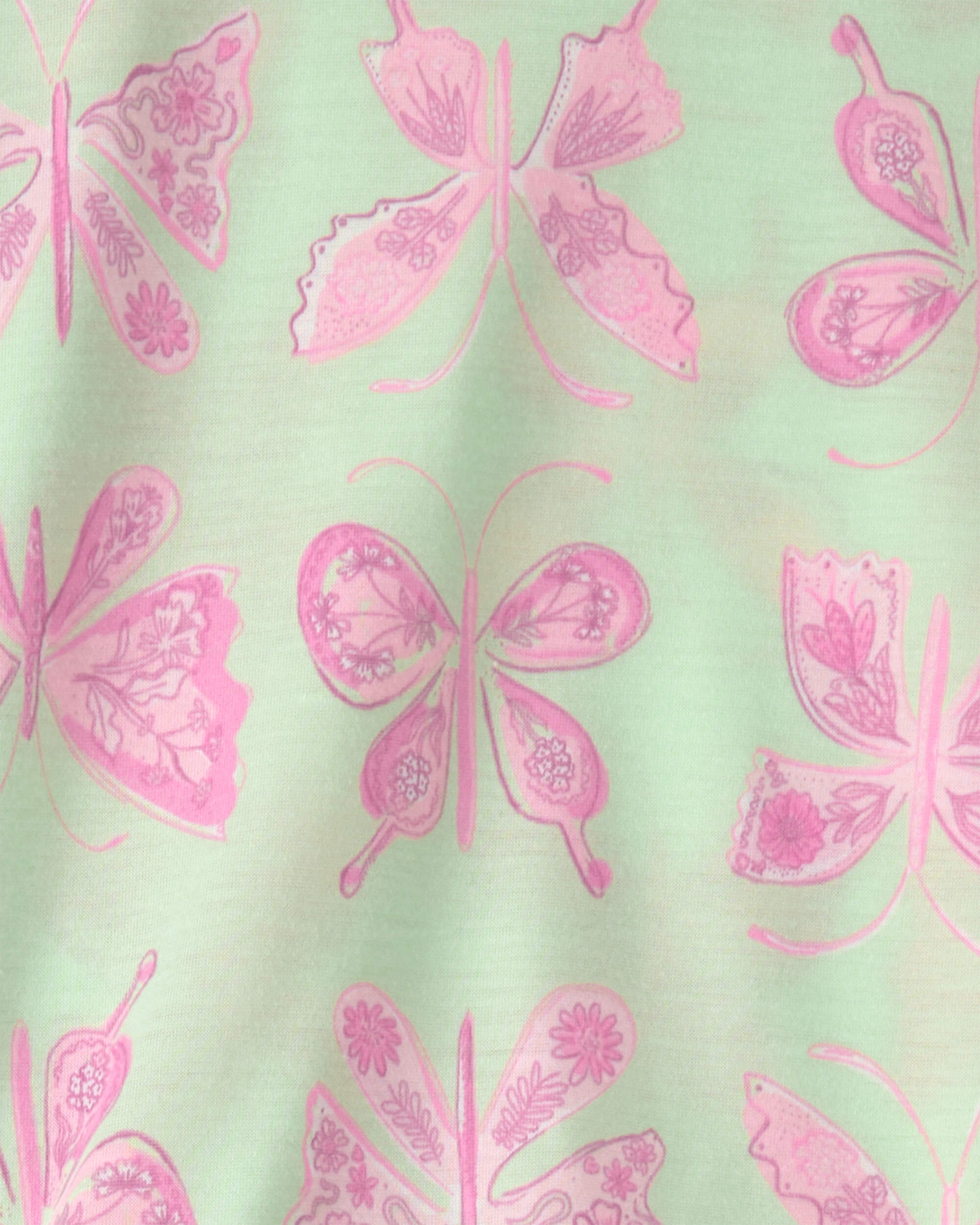 Girls Butterfly Loose Fit 2-Piece Pyjama Set - Green