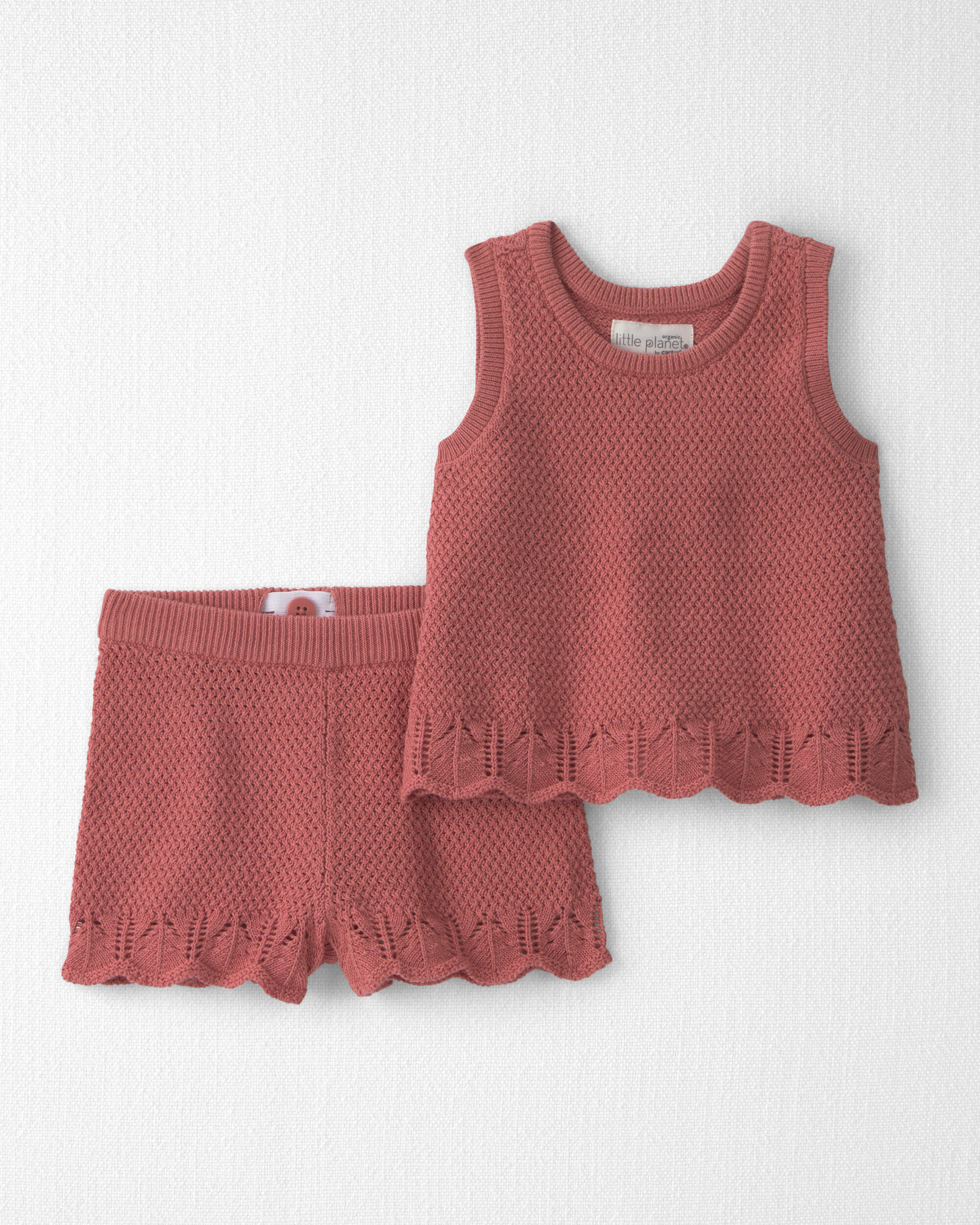 Baby Girl 2-Piece Organic Cotton Knit Top & Short Set
