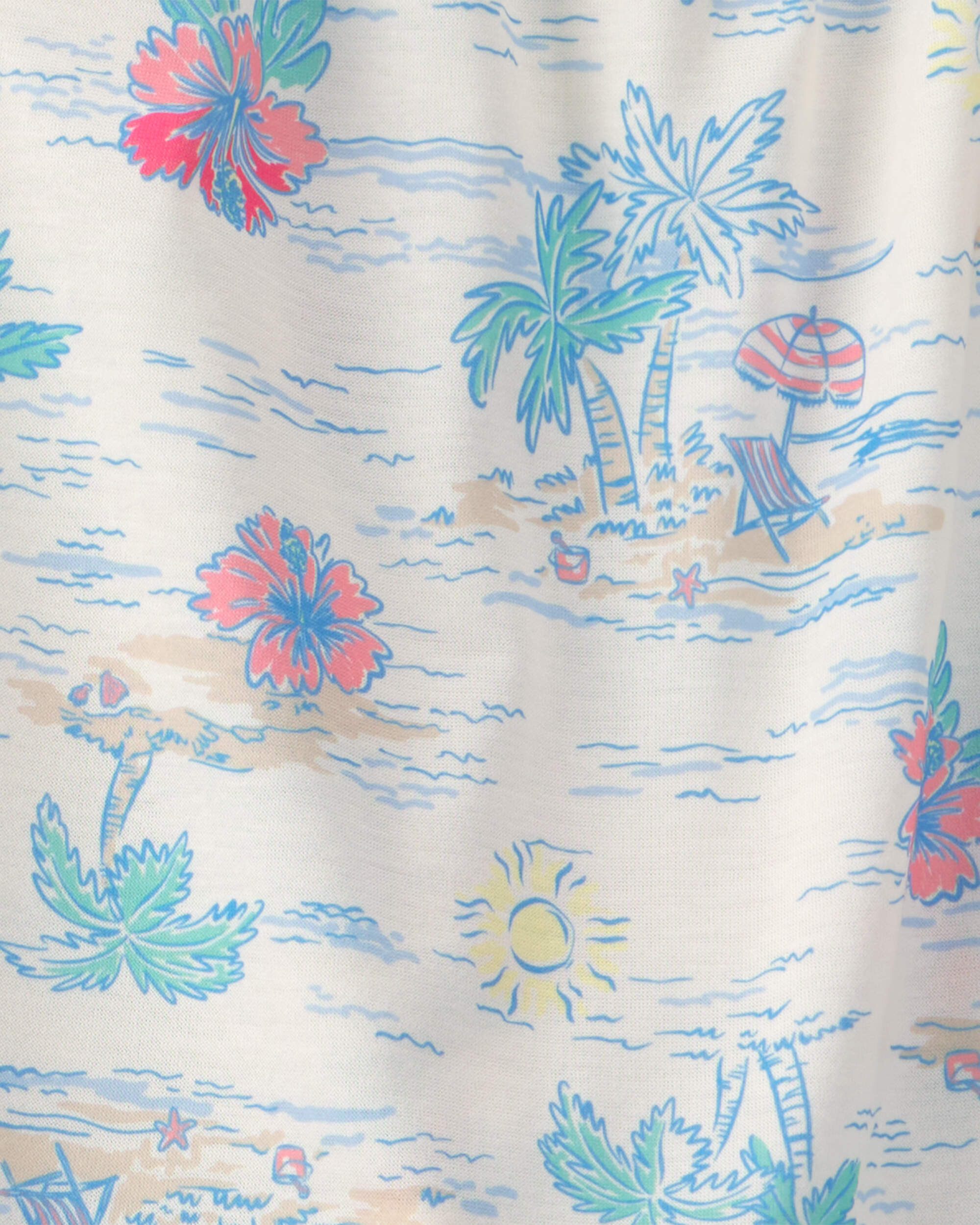 Girls 2-Piece Tropical Beach Sleeveless Loose Fit Pyjama Set