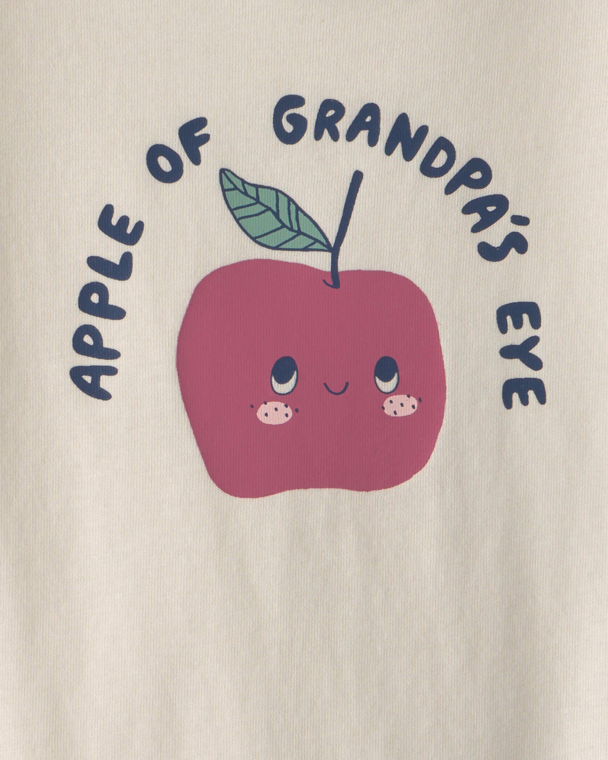 Baby 'Apple Of Grandpa's Eye' Apple Long-Sleeve Graphic Bodysuit - Cream
