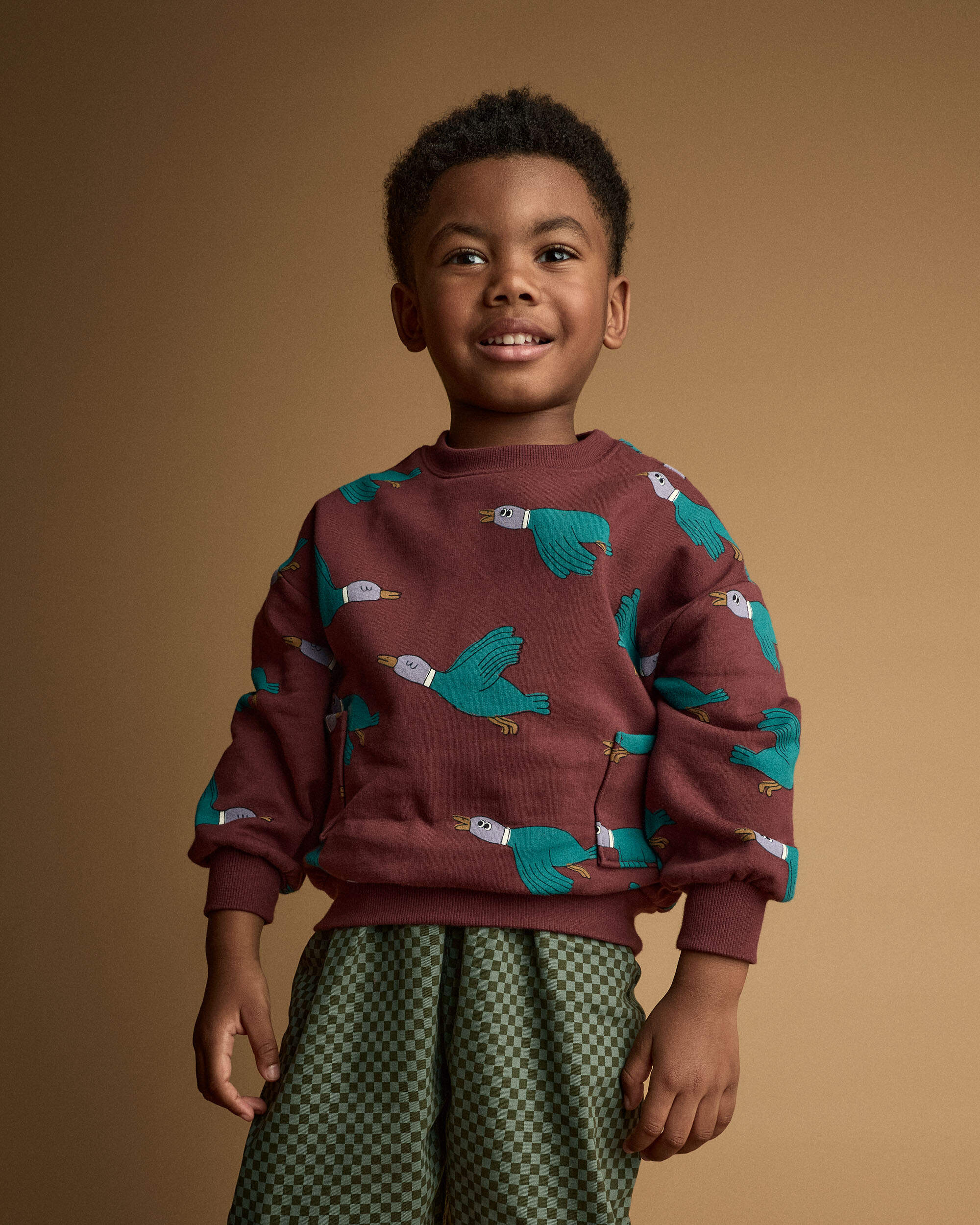 Toddler Relaxed Graphic Pullover Sweatshirt Duck Print - Burgundy