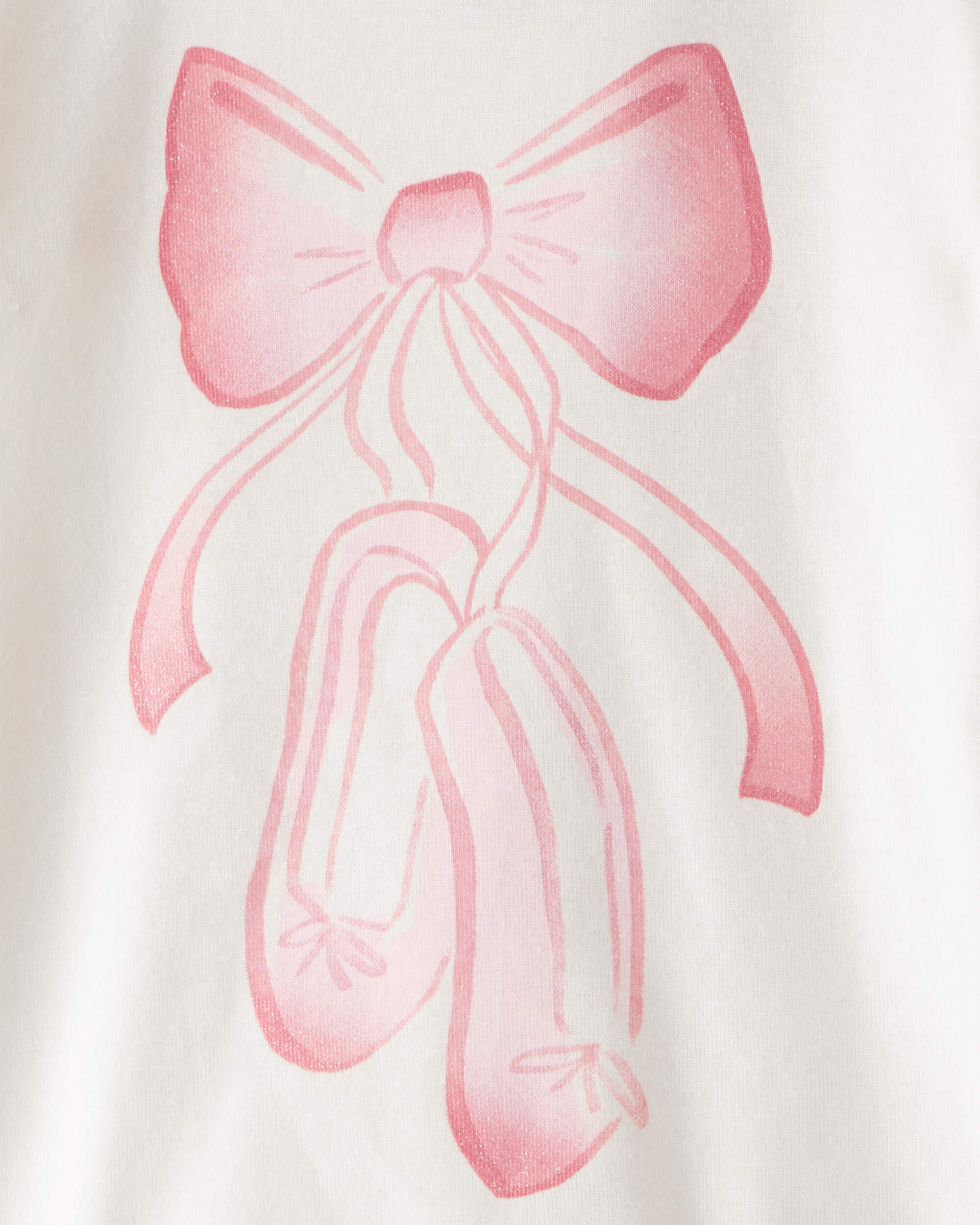 Toddler Girl Ballet Print 100% Cotton Long-Sleeve 4-Piece pyjamas - Pink/White