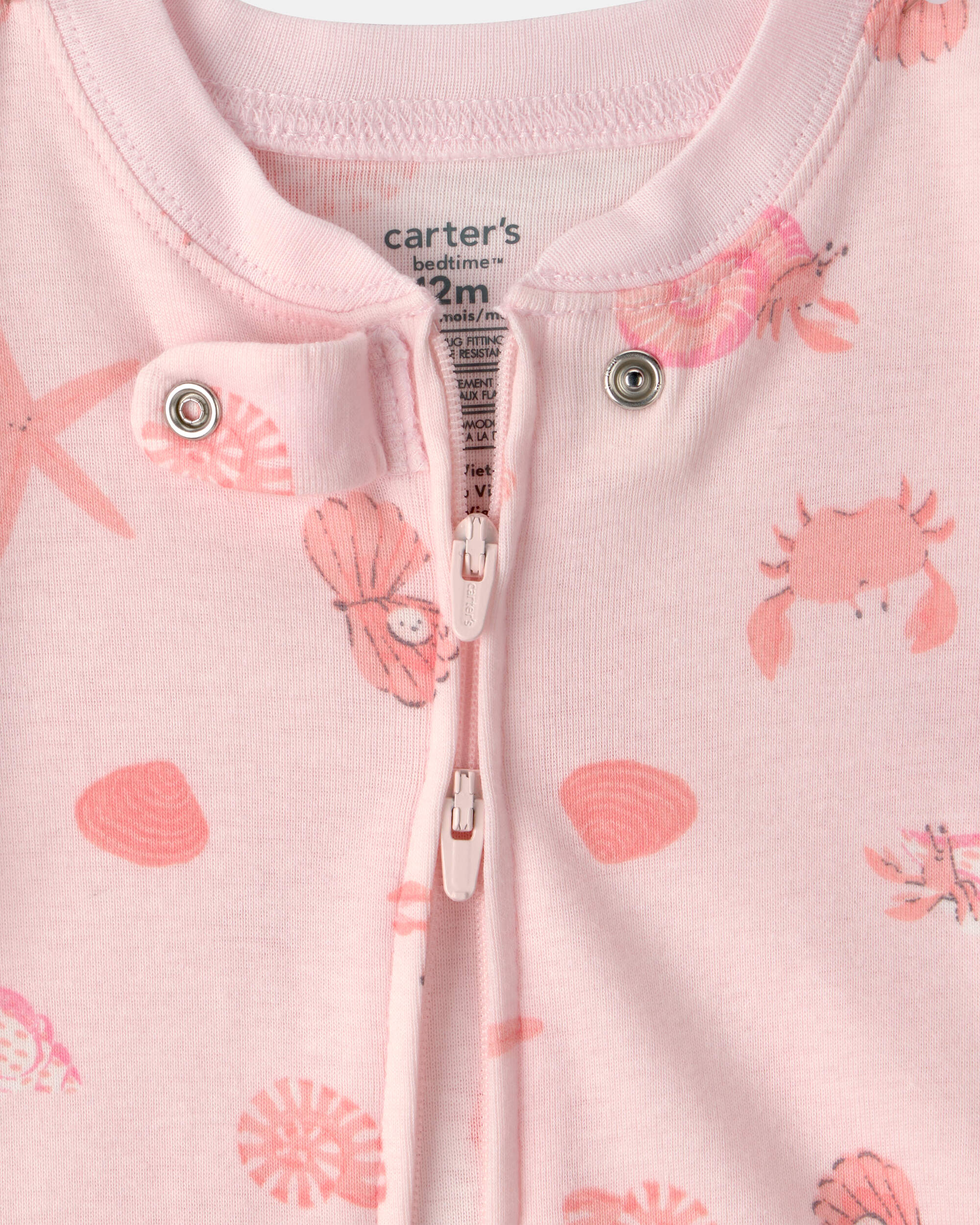 Baby Girl Seashell 100% Cotton Snug Fit 1-Piece pyjama - Pink