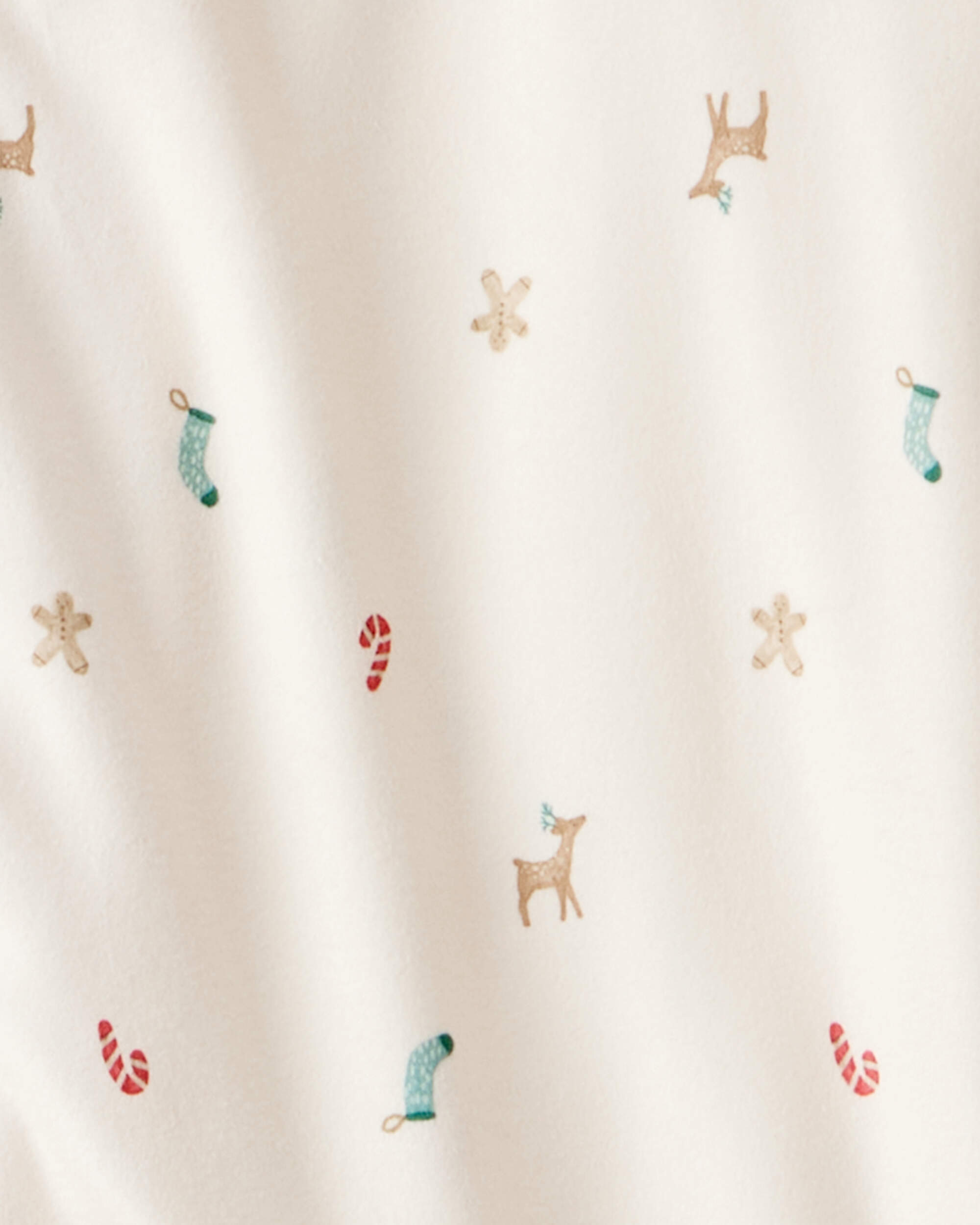 Adult Mini Christmas Fleece Long-Sleeve Loose Fit 2-Piece Pyjamas - White