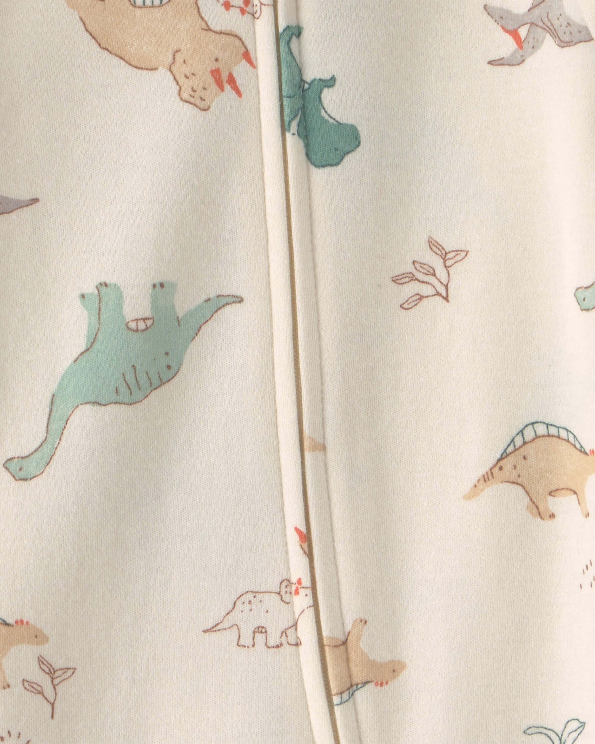 Baby Dinosaur 100% Cotton 2-Way Zip Sleeper - Cream